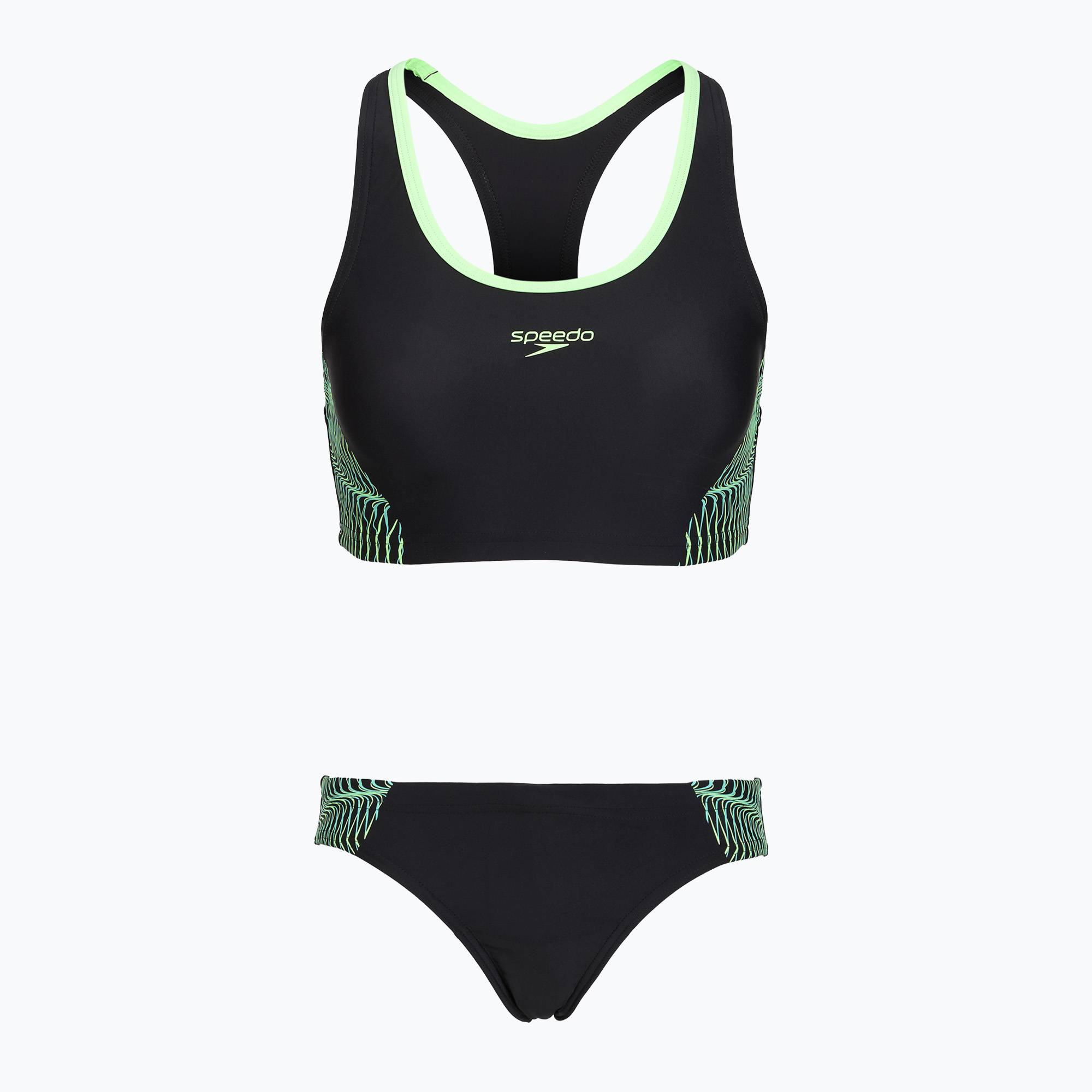 Дамски бански костюм от две части Speedo Placement Raceback 2pc anthracite/clover