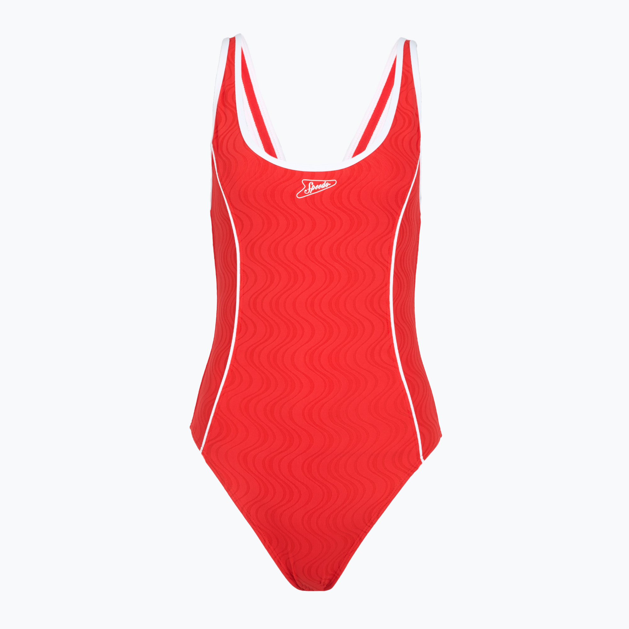 Дамски цял бански костюм Speedo Texture Bound Scoop high risk red/bright white