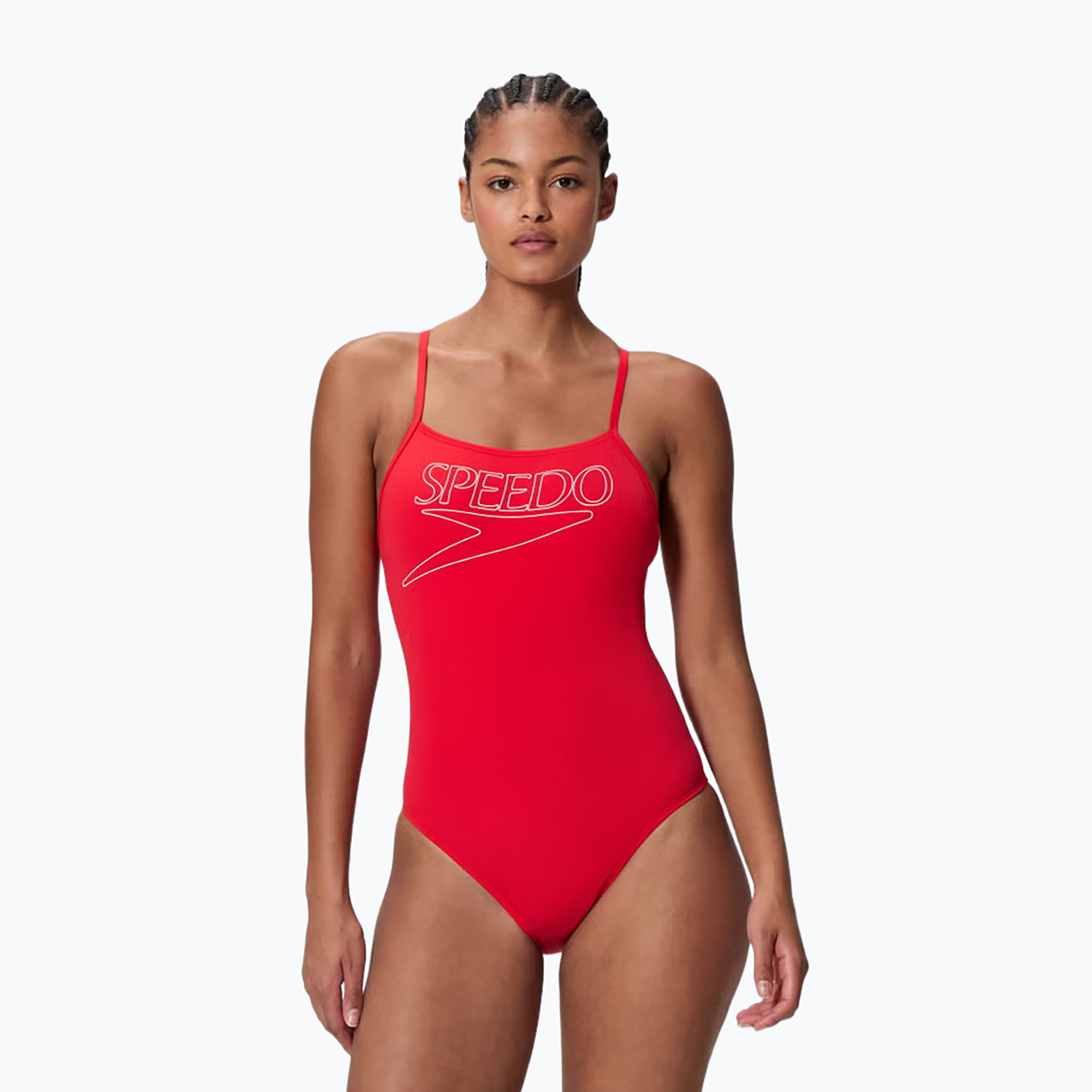 Дамски цял бански костюм Speedo Endurance  Logo Thin Strap high risk red