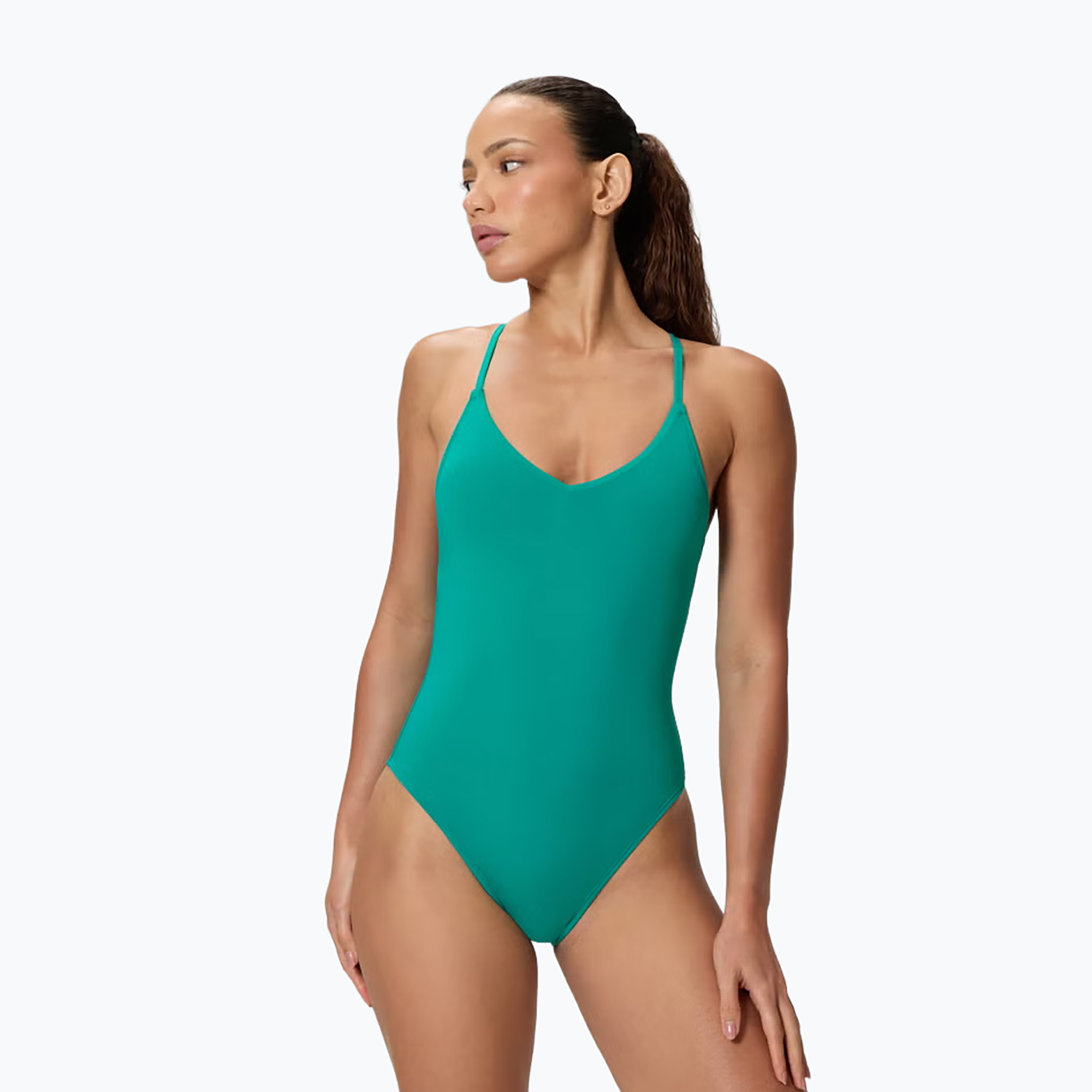 Дамски цял бански костюм Speedo Solid V-Neck peacock teal