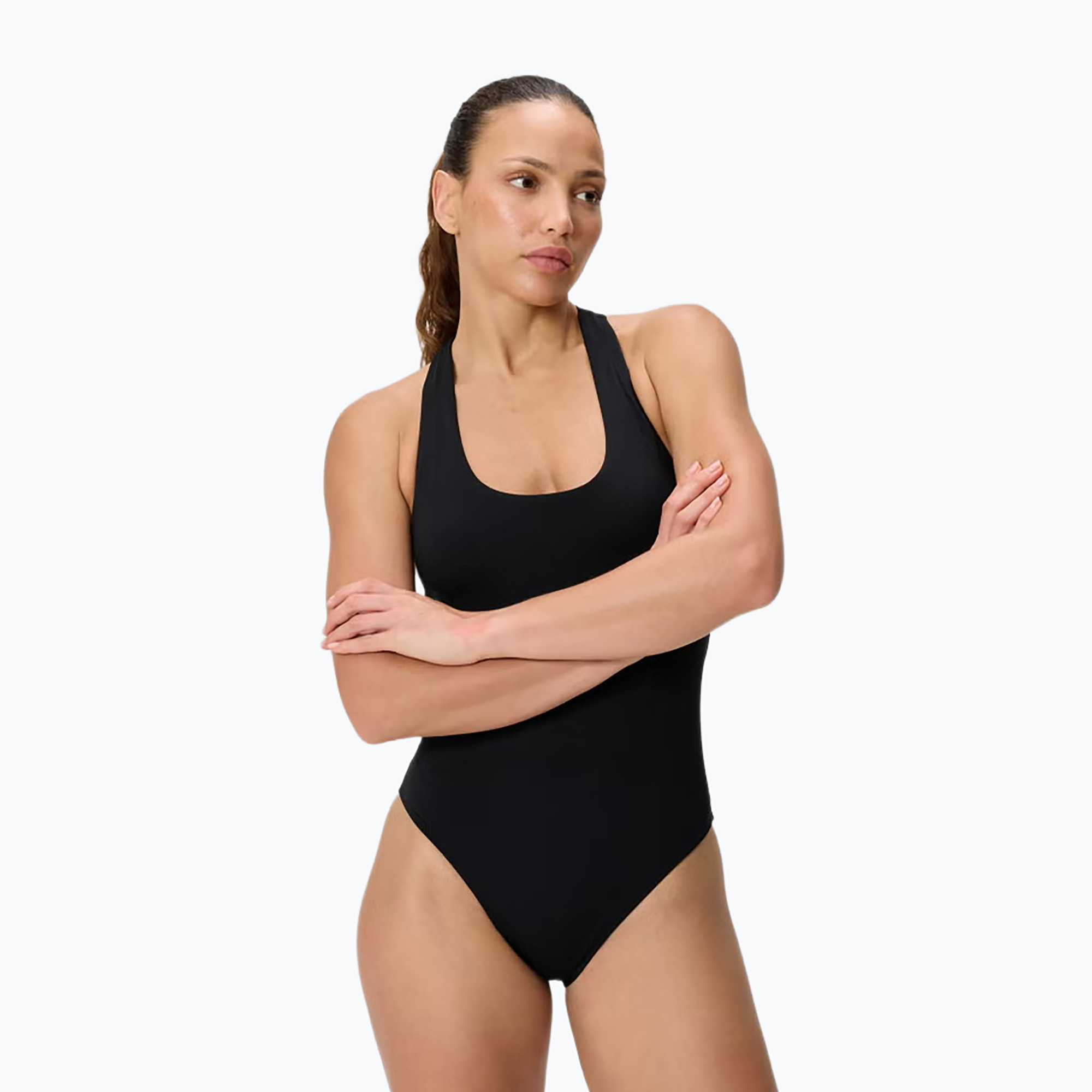 Дамски цял бански костюм Speedo Solid Scoop Neck anthracite