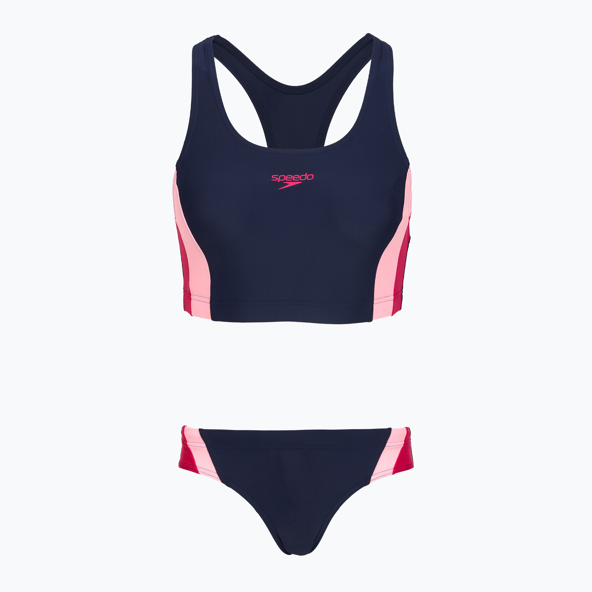 Дамски цял костюм за плуване Speedo Colourblock Splice 2.0 peacoat/pink