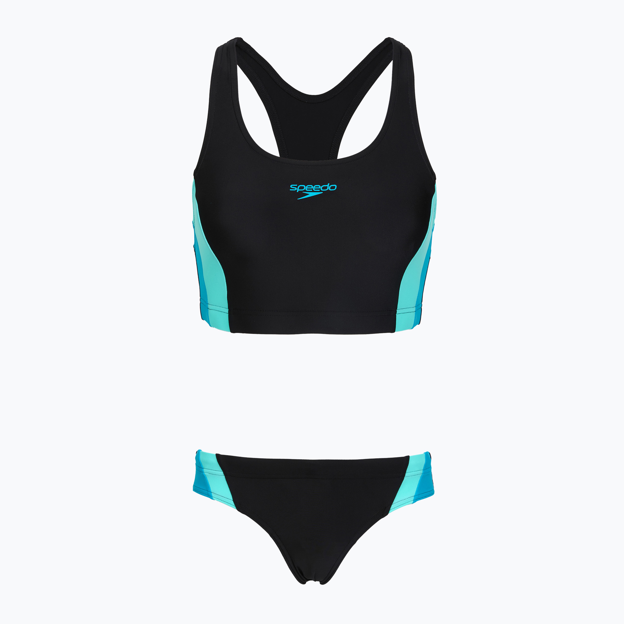 Дамски цял костюм за плуване Speedo Colourblock Splice 2.0 anthracite/mayanblue