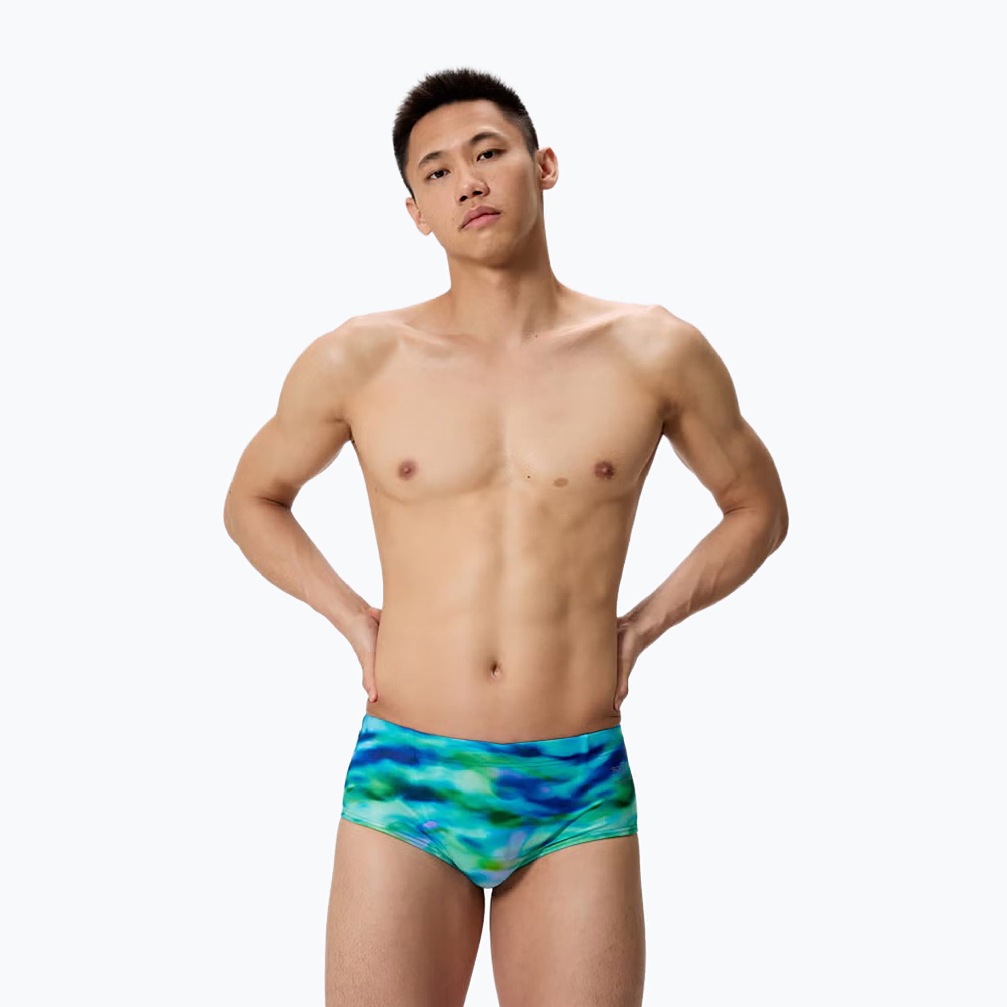 Мъжки боксерки за плуване Speedo Printed 13,5 cm Brief sunset grove/green