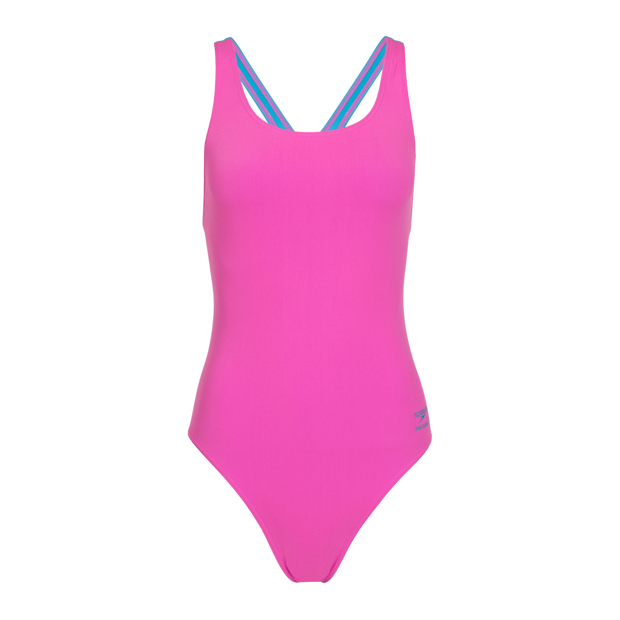 Дамски цял бански костюм Speedo Solid Powerback neon flamingo