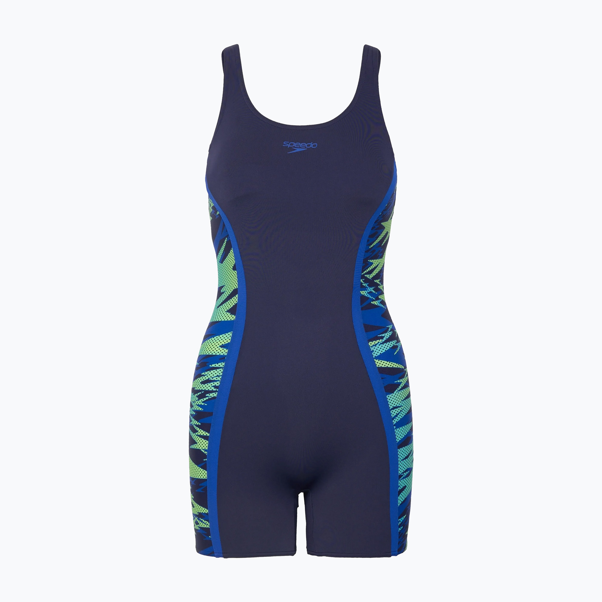Dámske jednodielne plavky Speedo Hyperboom Splice Muscleback Legsuit peacoat/sapphire