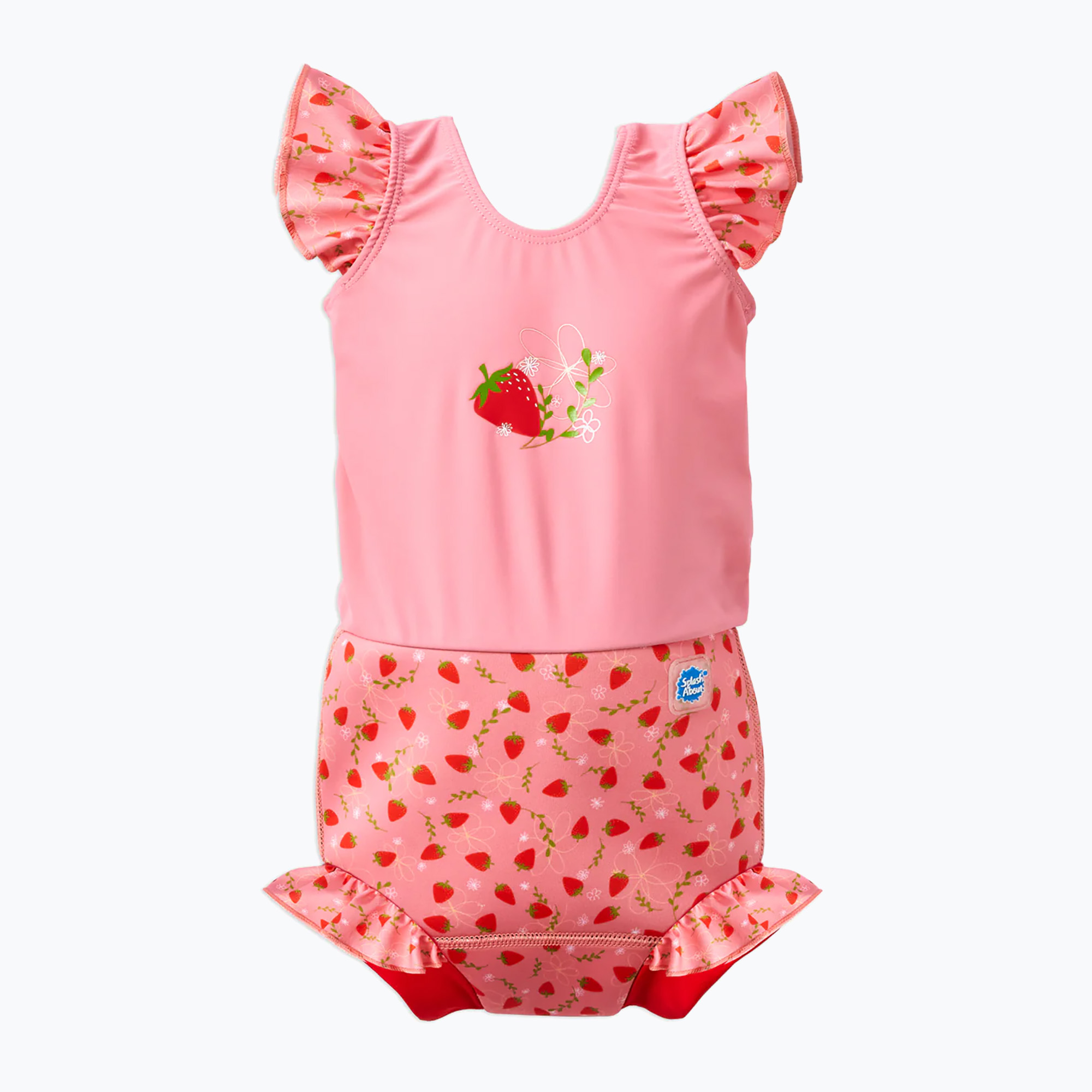 Costume intero per bambini con pannolino Splash About Happy Nappy Frills campo di fragole (1-2 Y) (Happy Nappy Frills CHNFSFS)