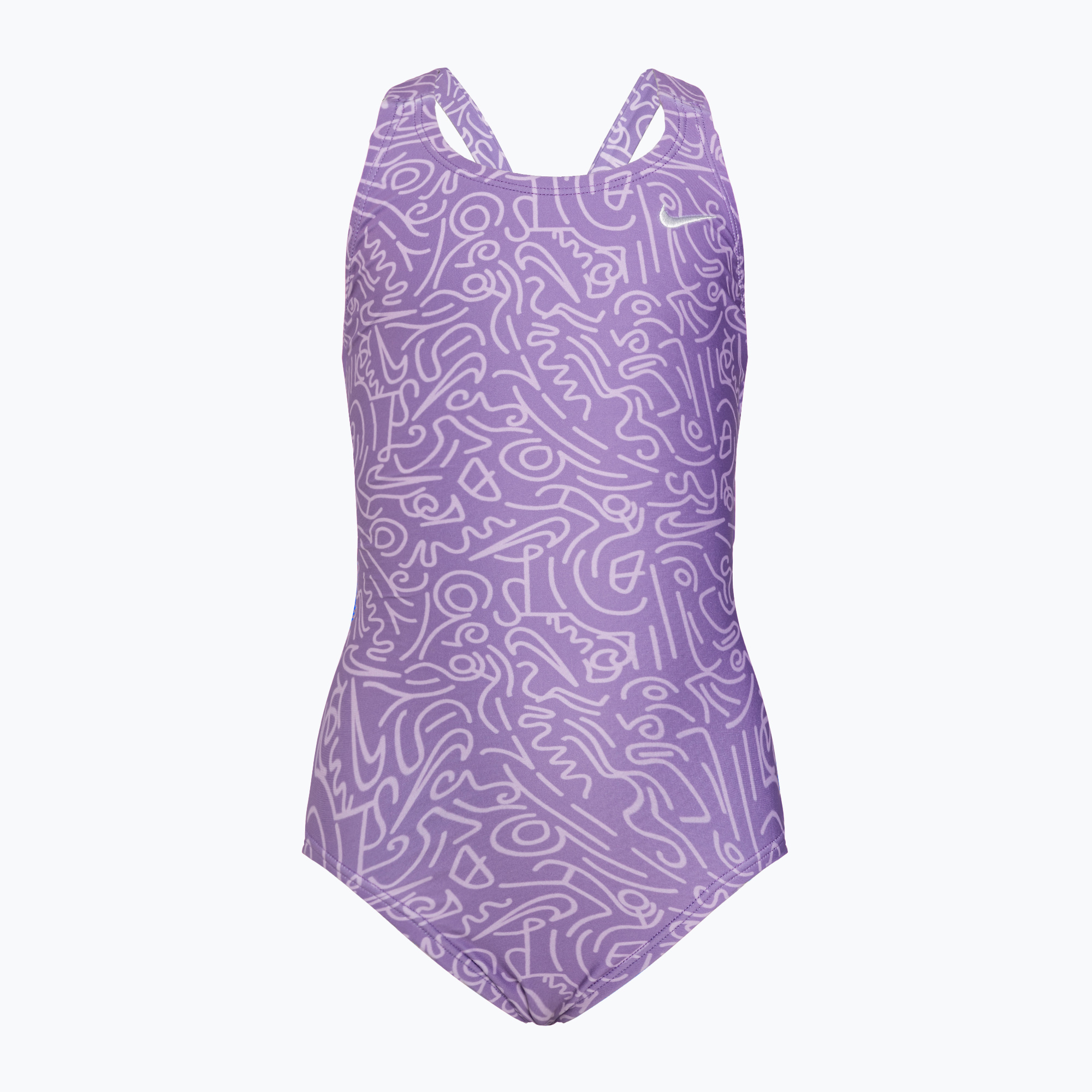 Nike Hydrastrong Multi Print Fastback space purple children's one-piece swimsuit (120-130 (XS))