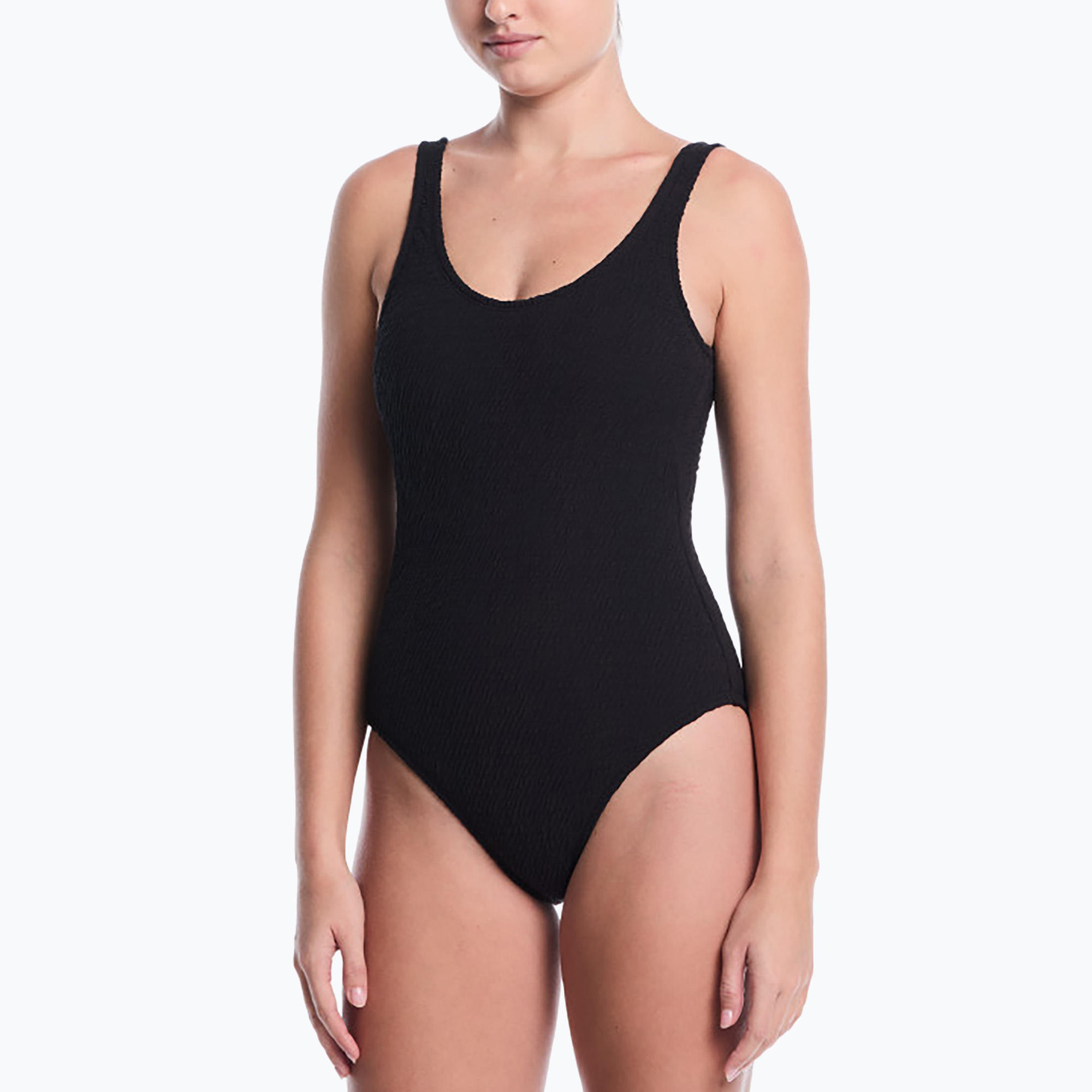Дамски цял бански костюм Nike Shoreline Pucker Scoop Neck black