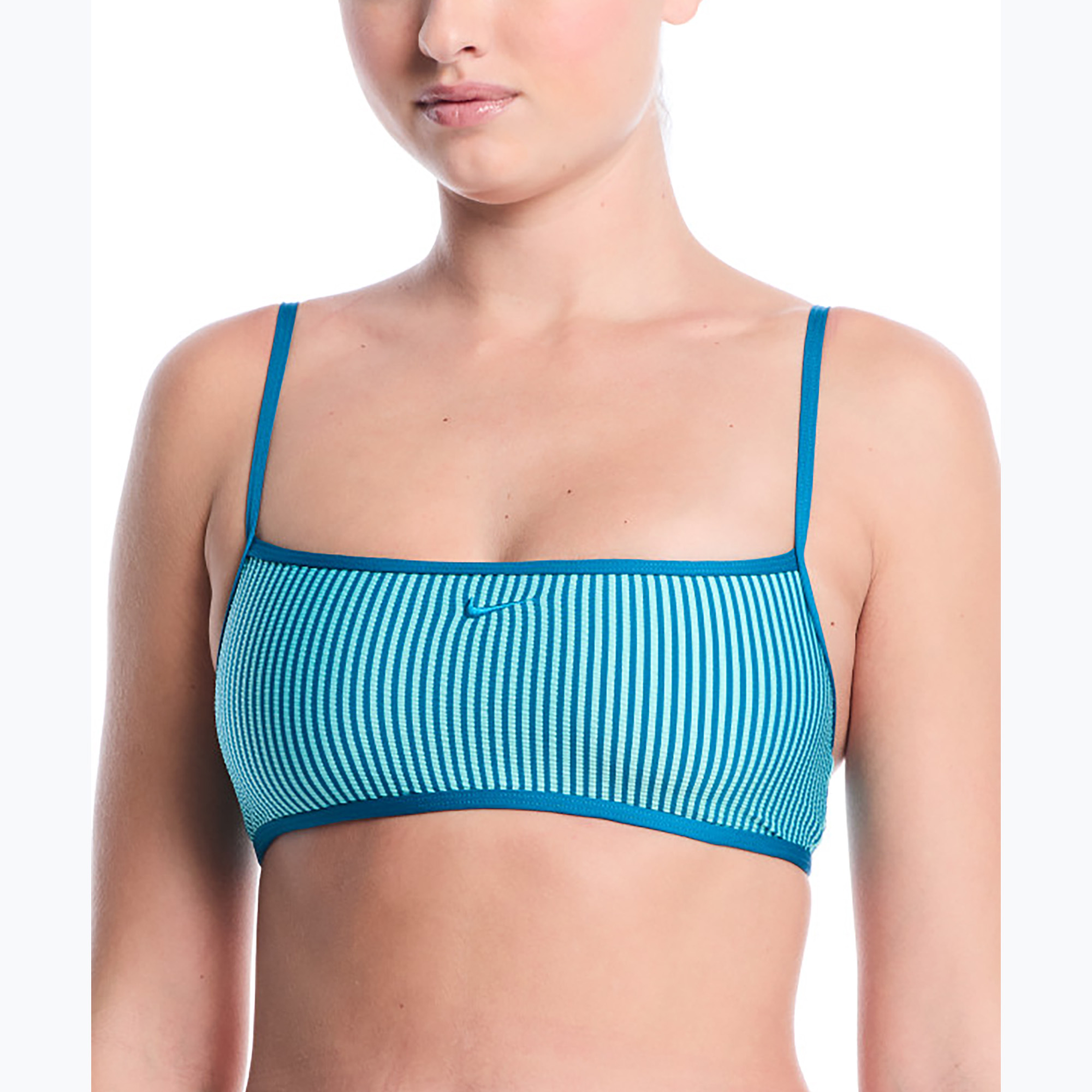 Горнище от бански костюм Nike Ripple Texture Bralette Classic Bikini bleached turquoise