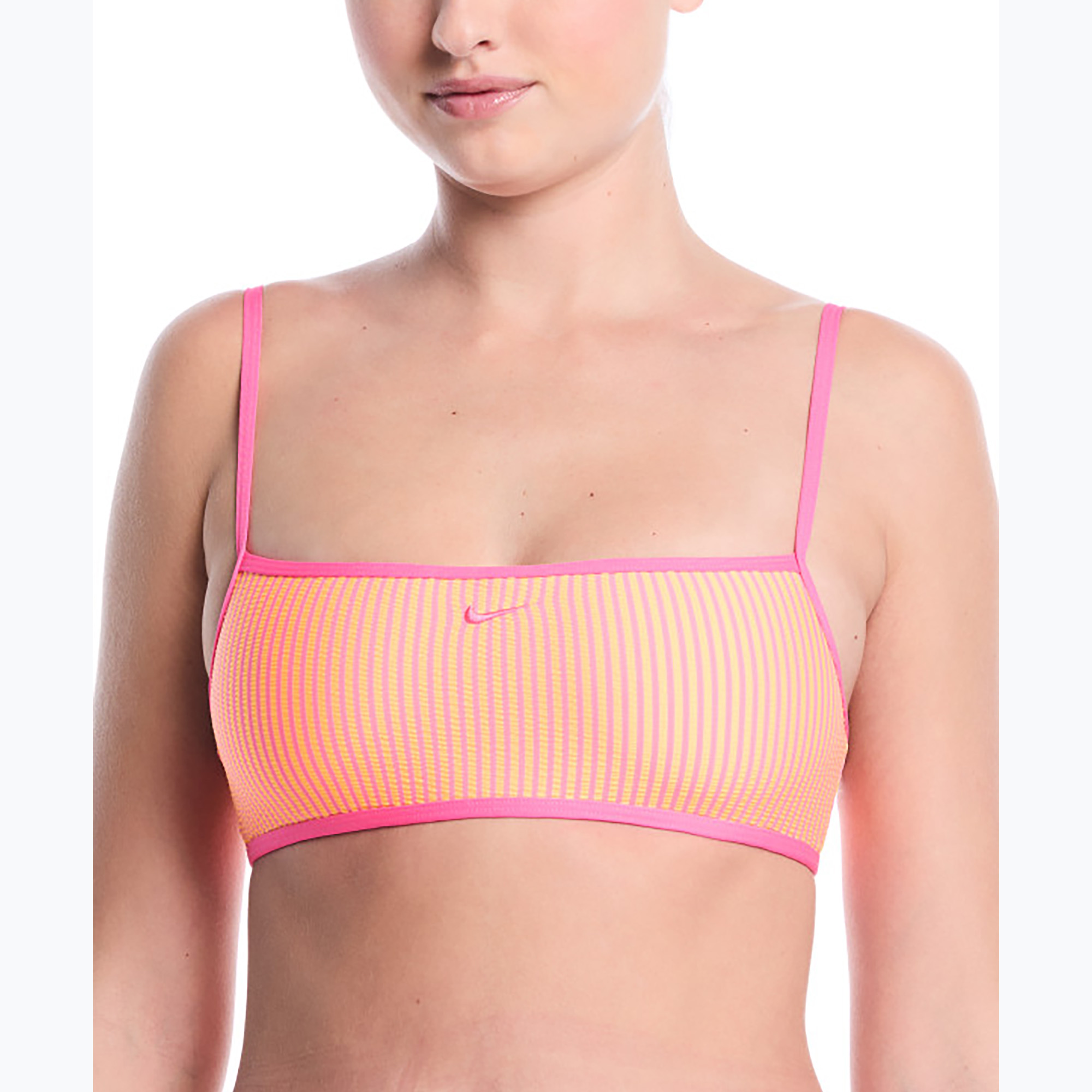 Горнище от бански костюм Nike Ripple Texture Bralette Classic Bikini pink glow