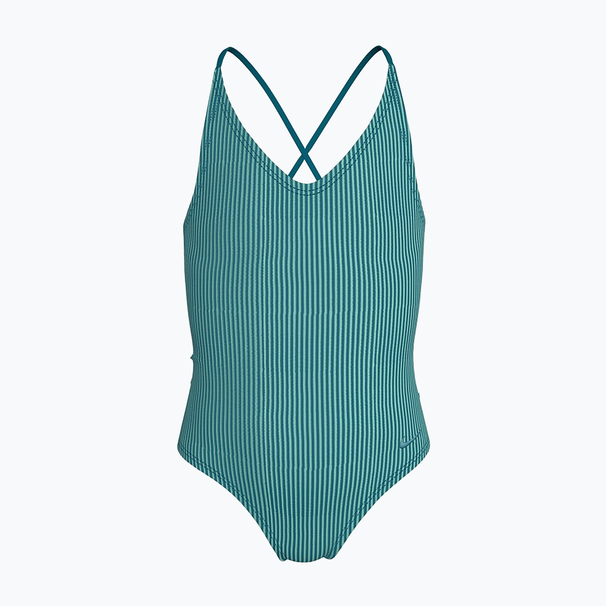 Detské jednodielne plavky Nike Ocean Bound Ripple Texture Lace Up blached turquoise (Ocean Bound Ripple Texture Lace Up NESSG724-468)