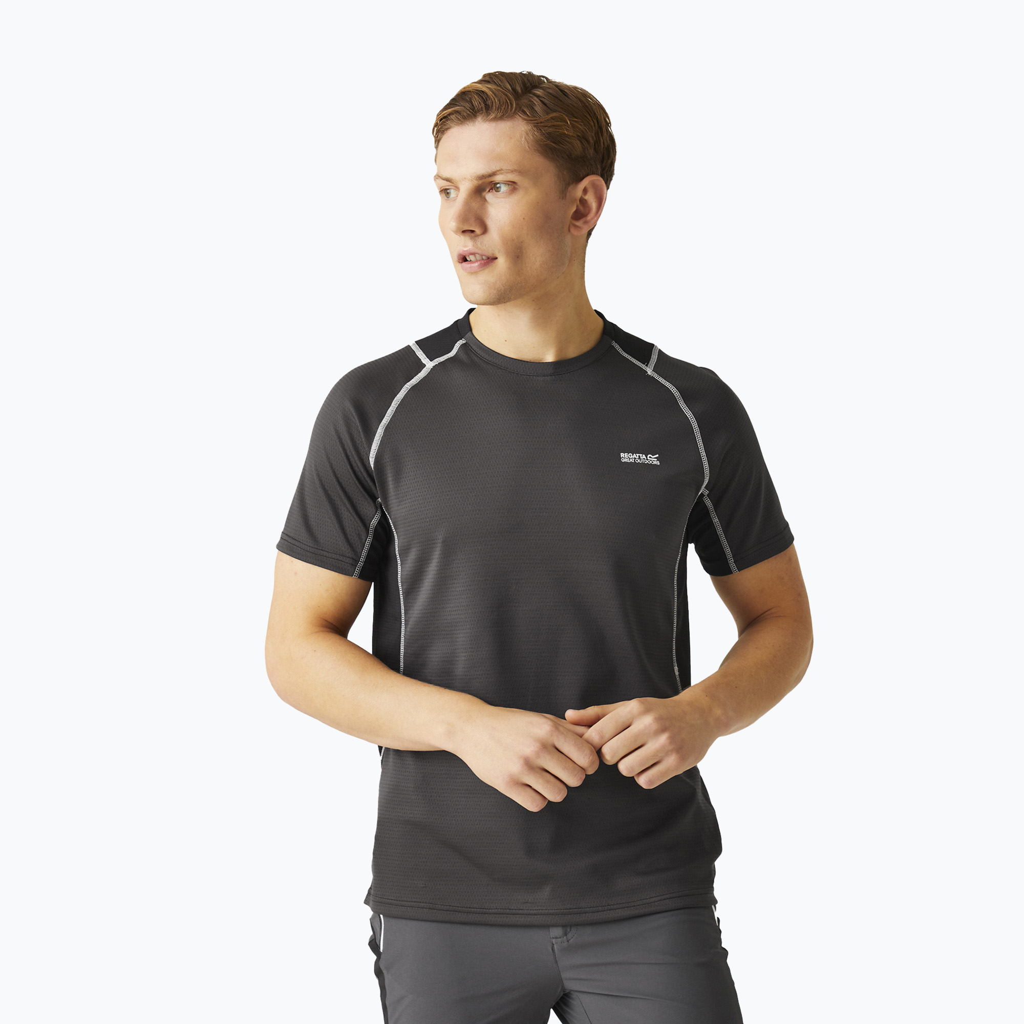 Tricou pentru bărbați  REGATTA Virda IV ash/black (Virda IV RMT289-61G)