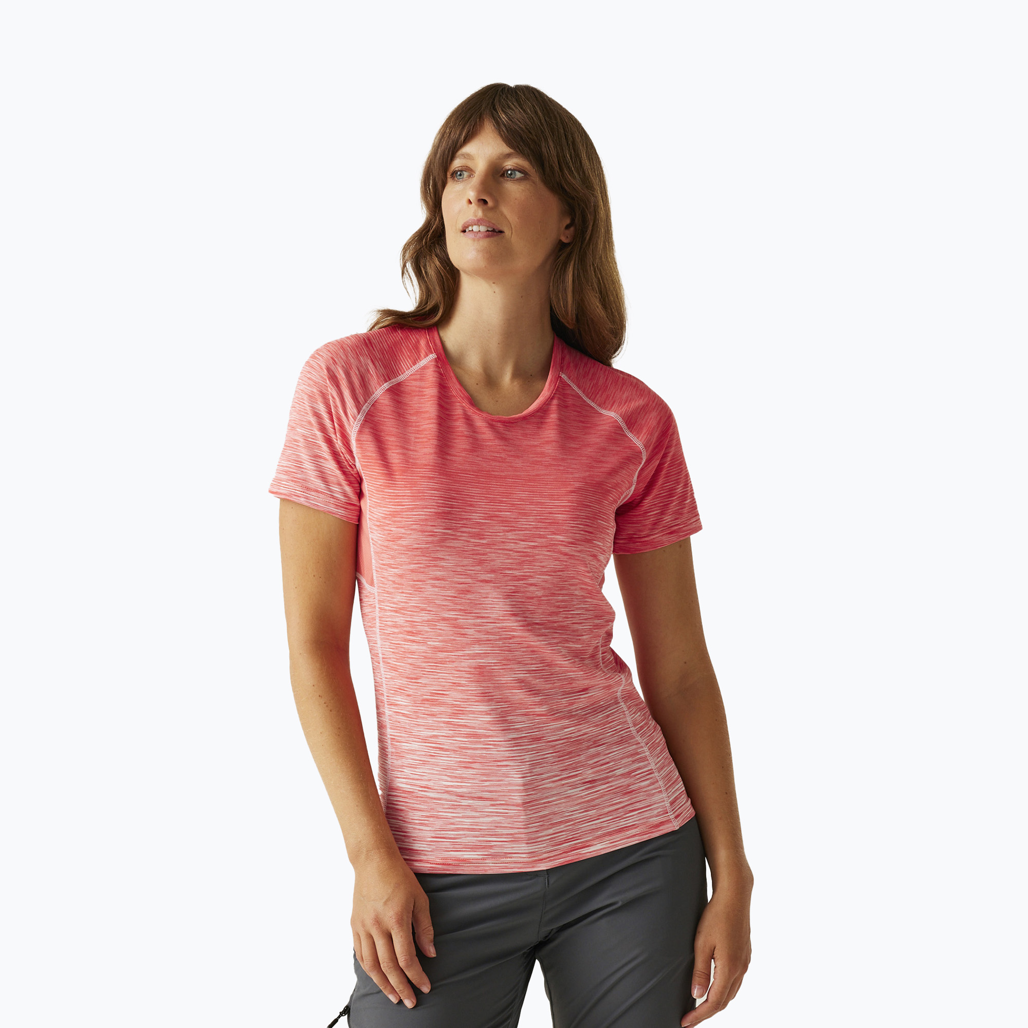 Maglietta da donna REGATTA Laxley II, color pesca, con ombreggiatura a fiore (16) (Laxley II RWT304-UA2)