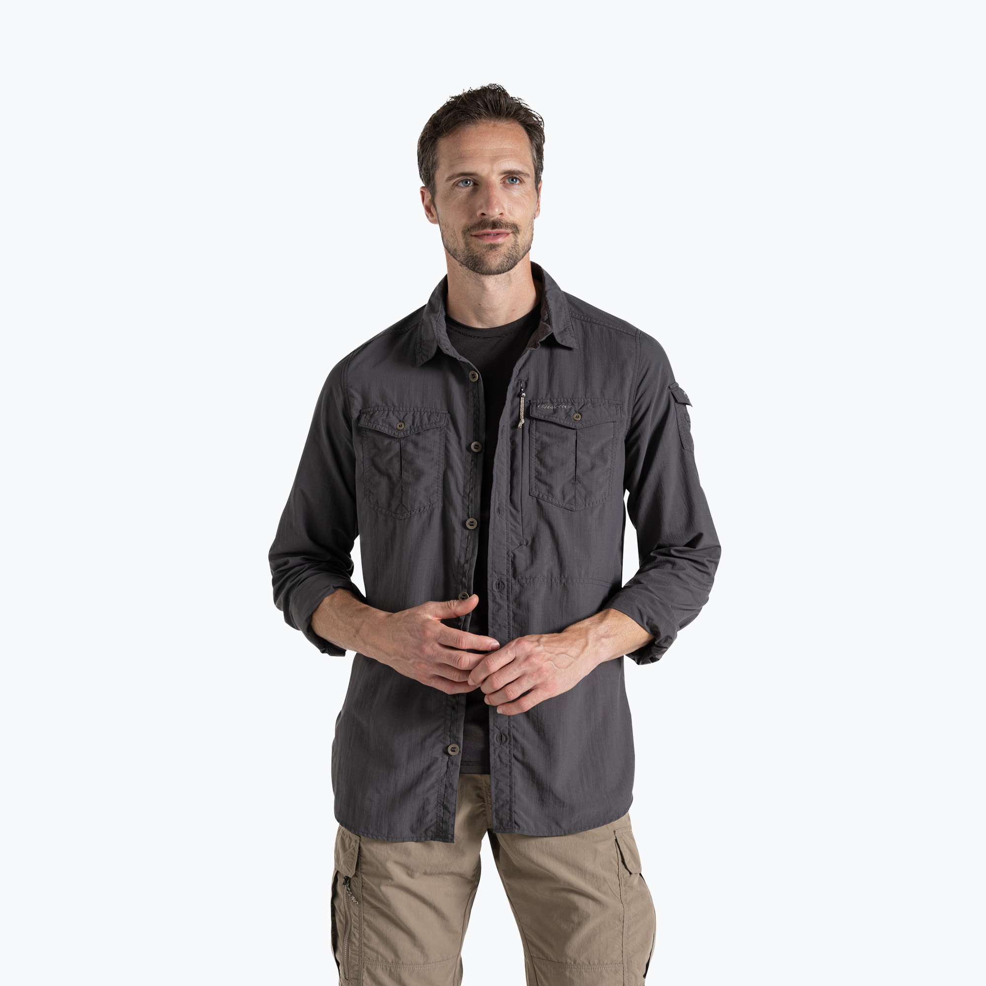 Koszula męska Craghoppers NosiLife Adventure Long Sleeved Shirt III black pepper 