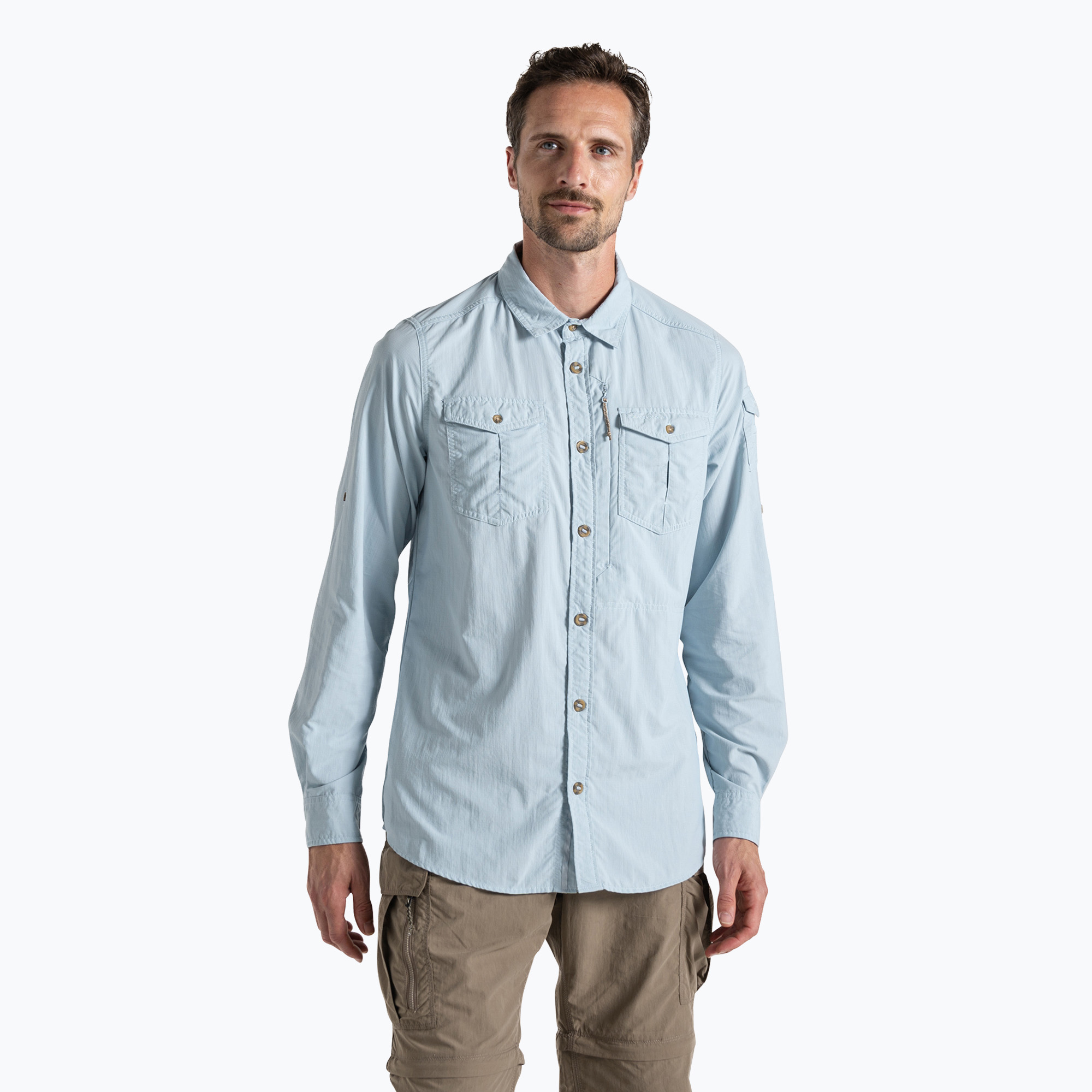 Koszula męska Craghoppers NosiLife Adventure Long Sleeved Shirt III niagara blue 