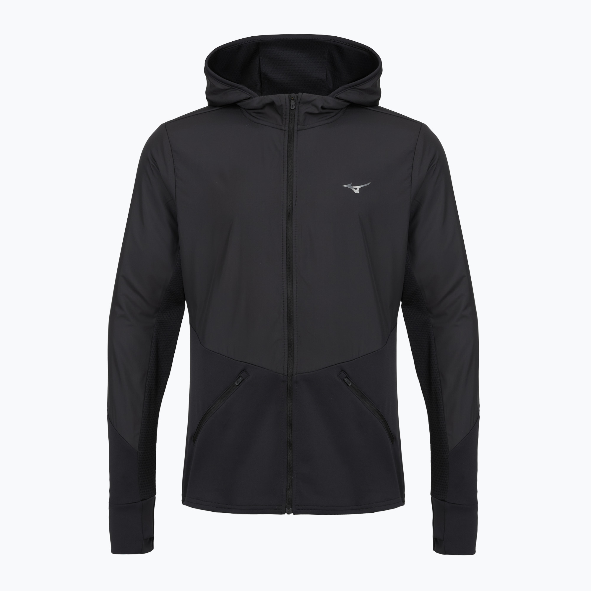 Мъжко яке за бягане Mizuno Active Warmalite Hybrid Full Zip Hooded Long Sleeve Top black
