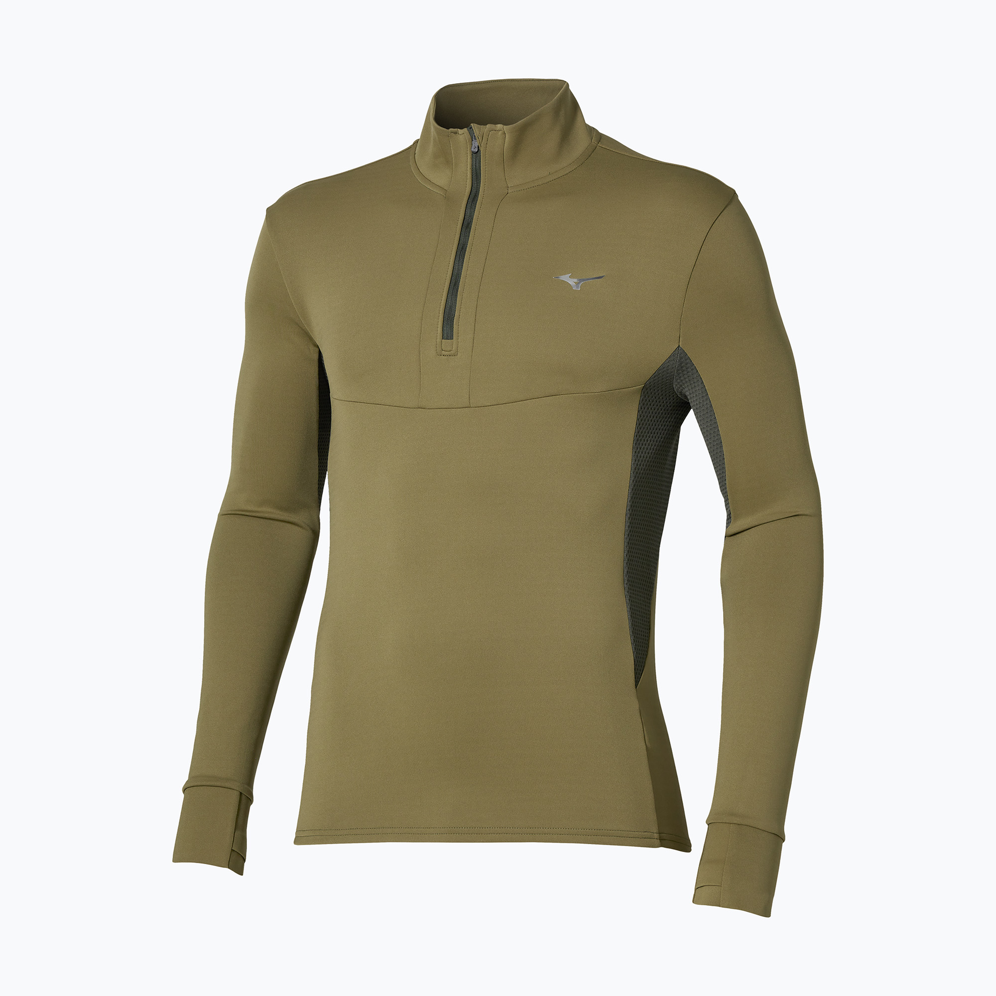 Мъжки суитшърт за бягане Mizuno Active Warmalite Half Zip Long Sleeve Top martini olive