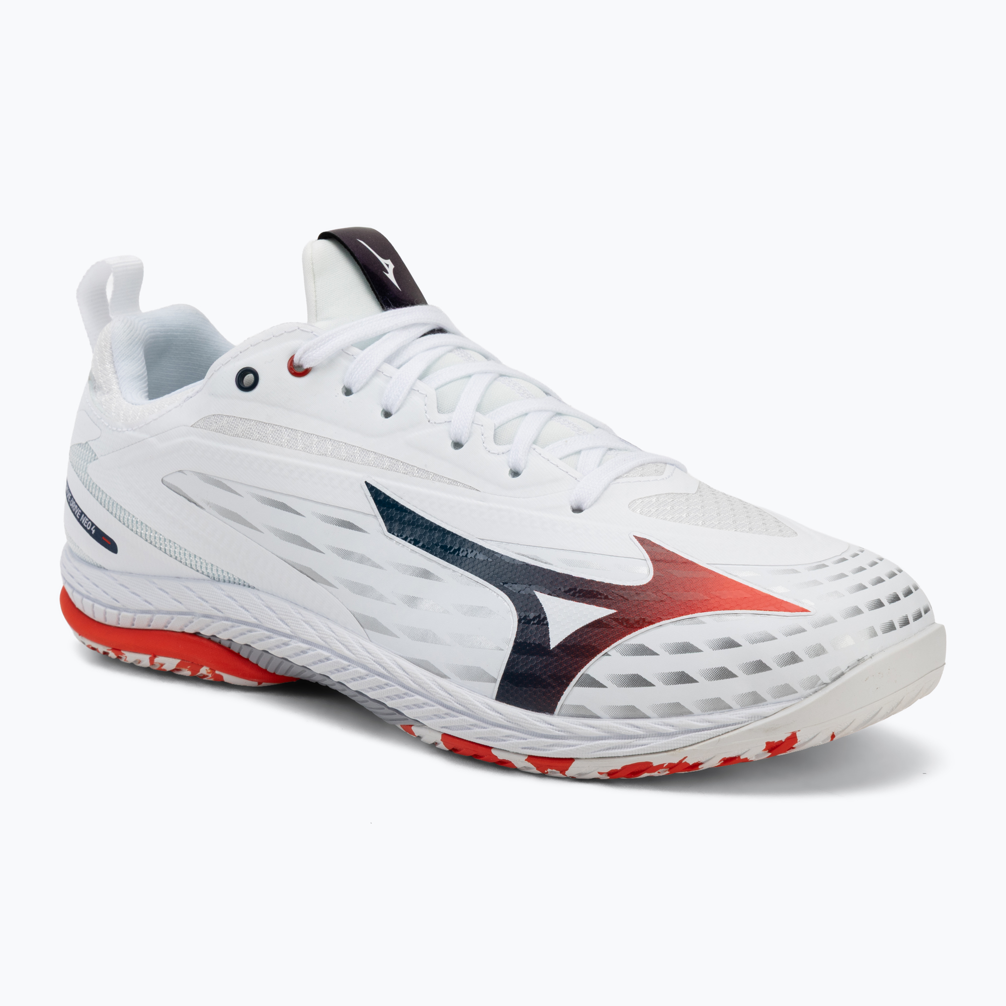 Мъжки обувки за тенис Mizuno Wave Drive Neo 4 white/insignia blue/orange