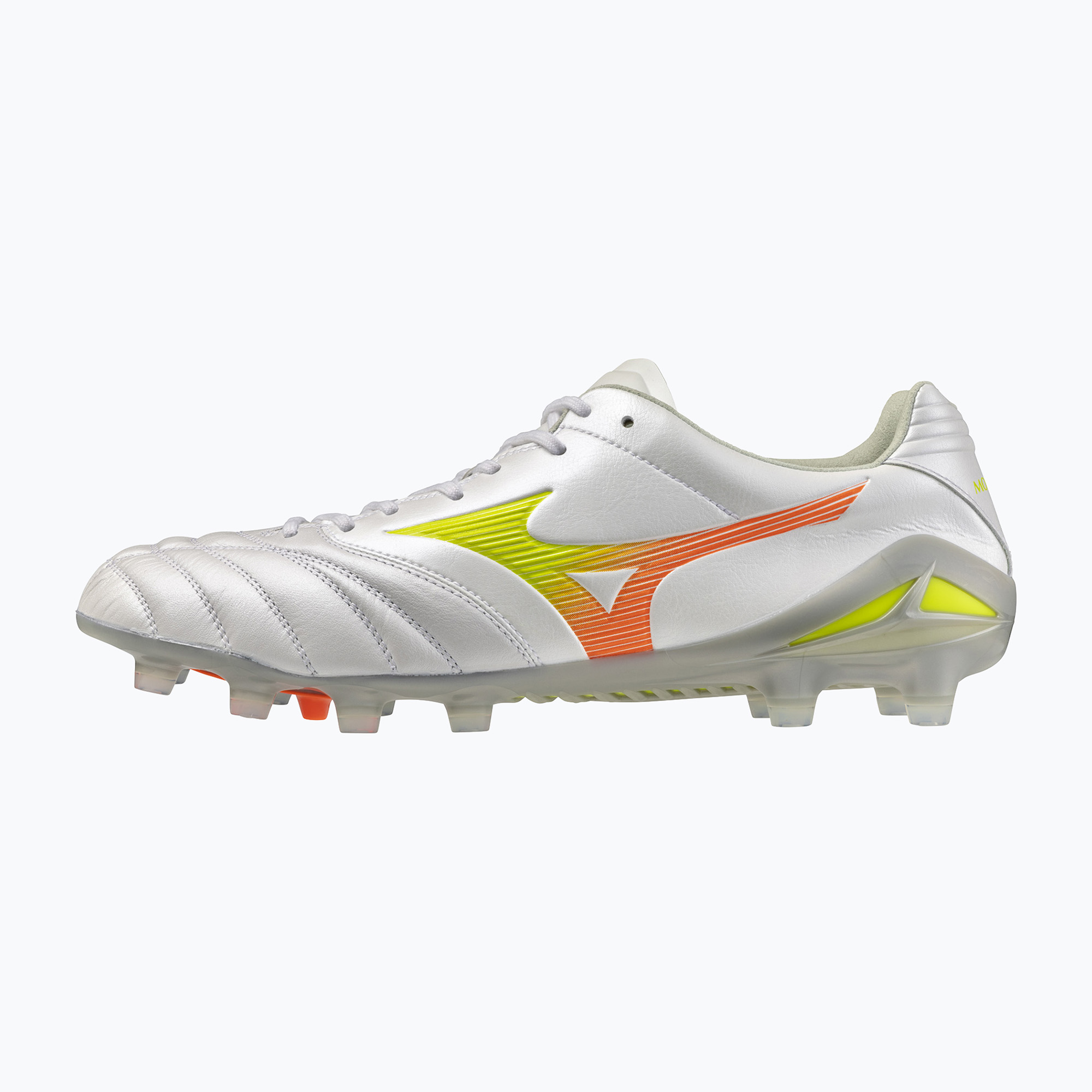 Încălțăminte de fotbal Mizuno Monarcida Neo III Elite FG white/evening primrose/lava orange