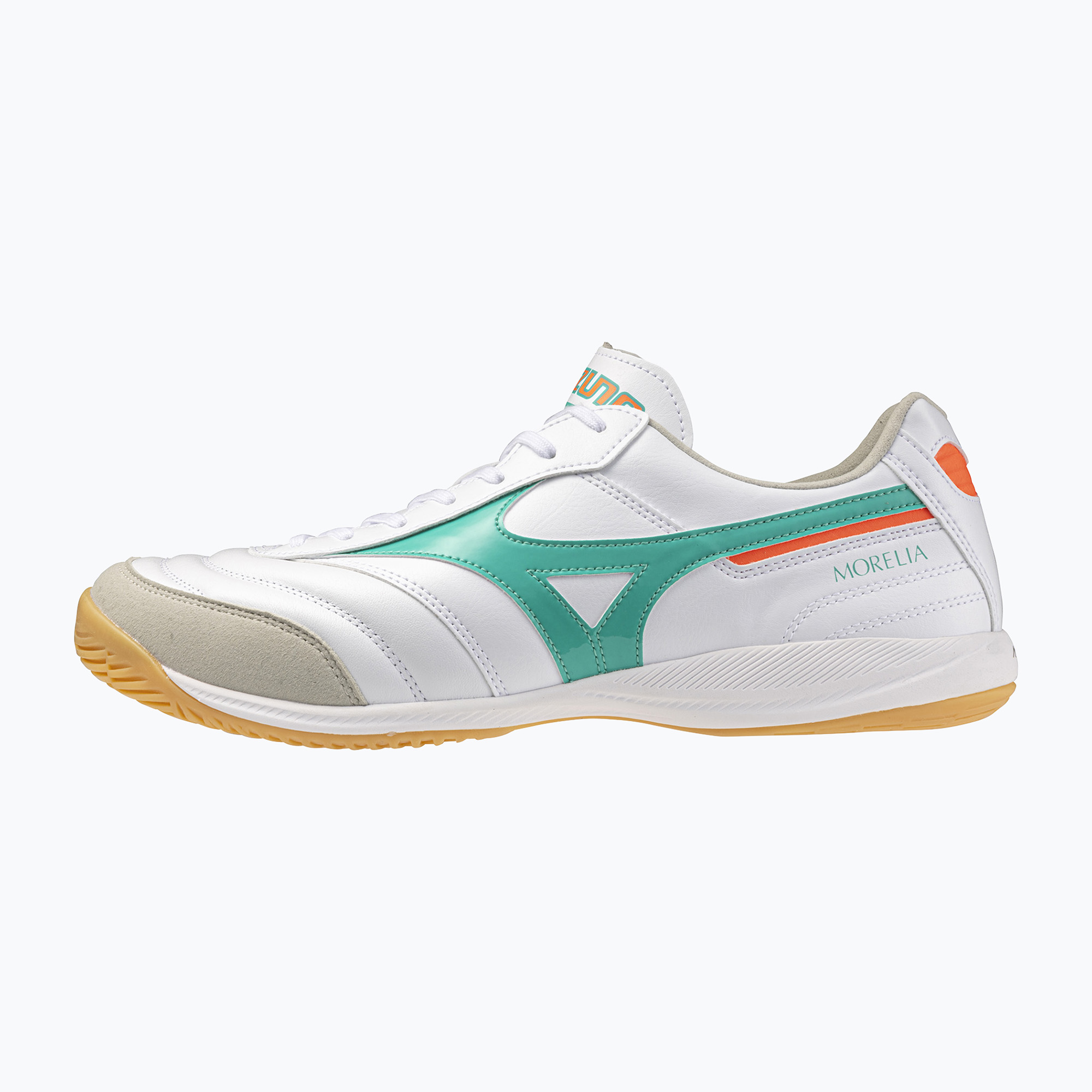 Încălțăminte de fotbal Mizuno Morelia Sala Elite IN white/arcadia/lava orange