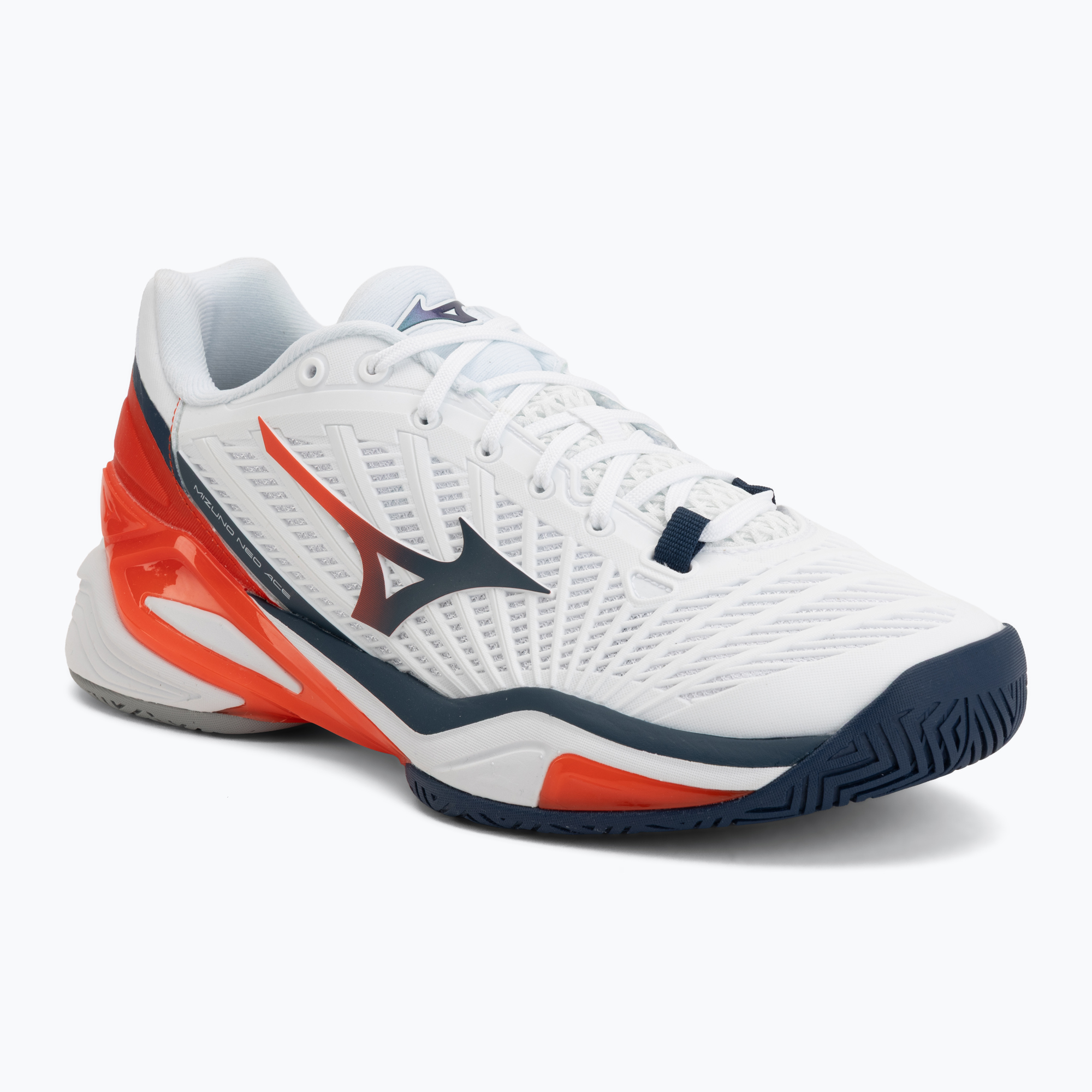 Мъжки обувки за тенис Mizuno Neo Ace AC white/insignia blue/orange