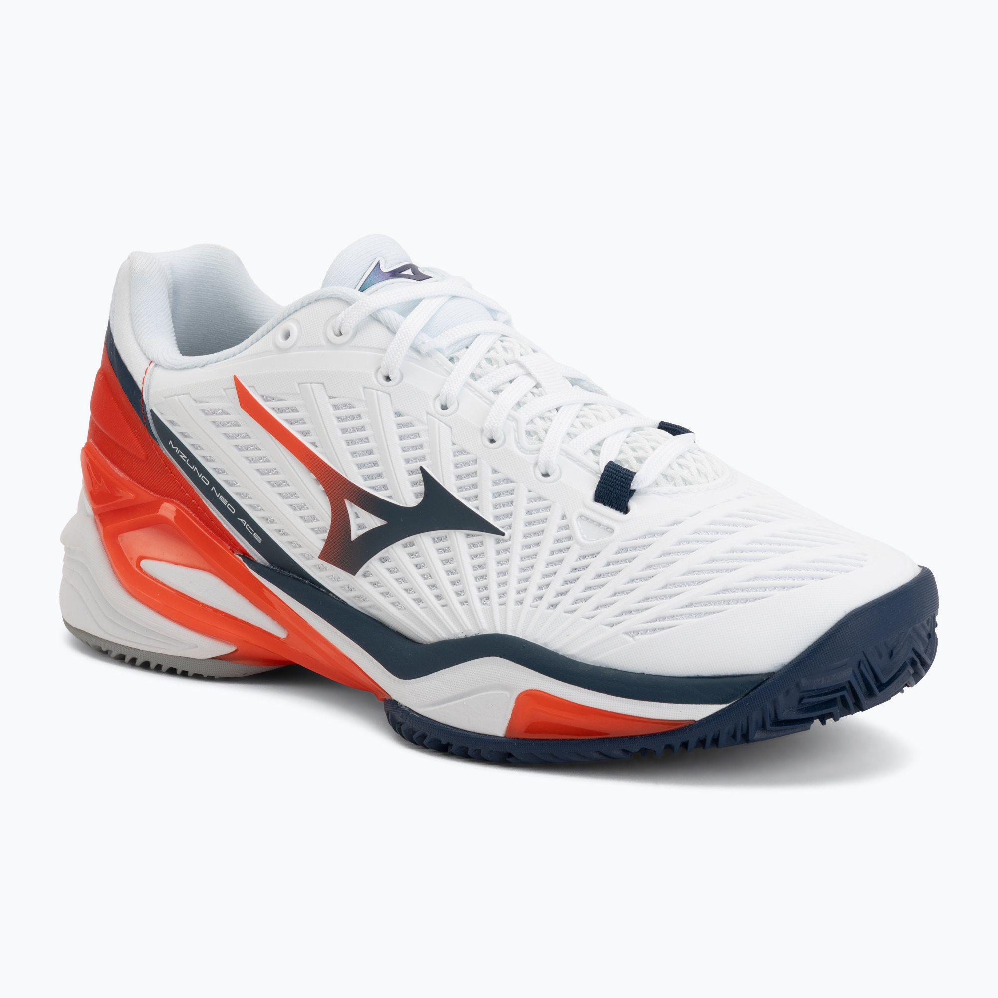 Мъжки обувки за тенис Mizuno Neo Ace CC white/insignia blue/orange