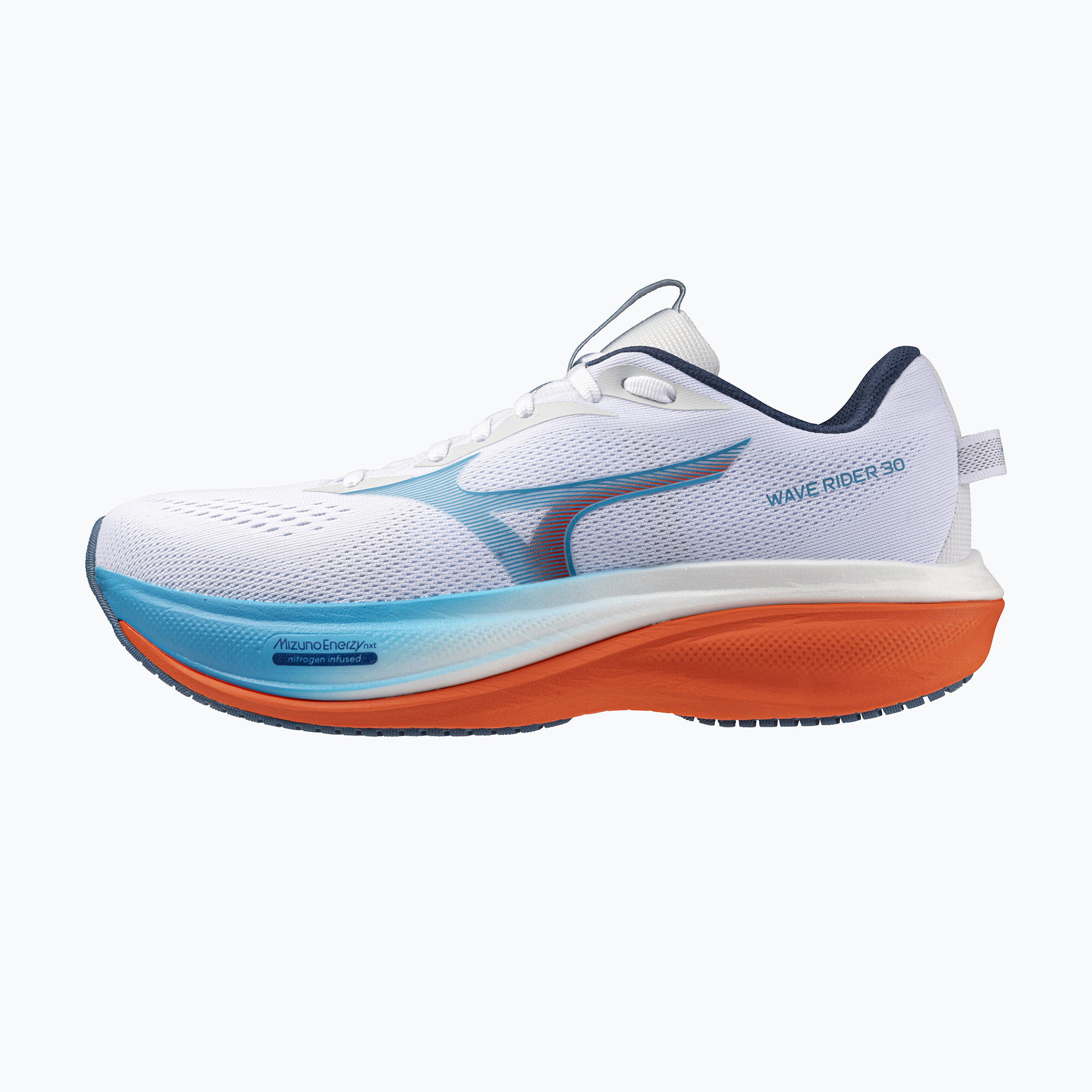 Încălțăminte de alergare pentru bărbați Mizuno Wave Rider 30 white/blue jewel/orange