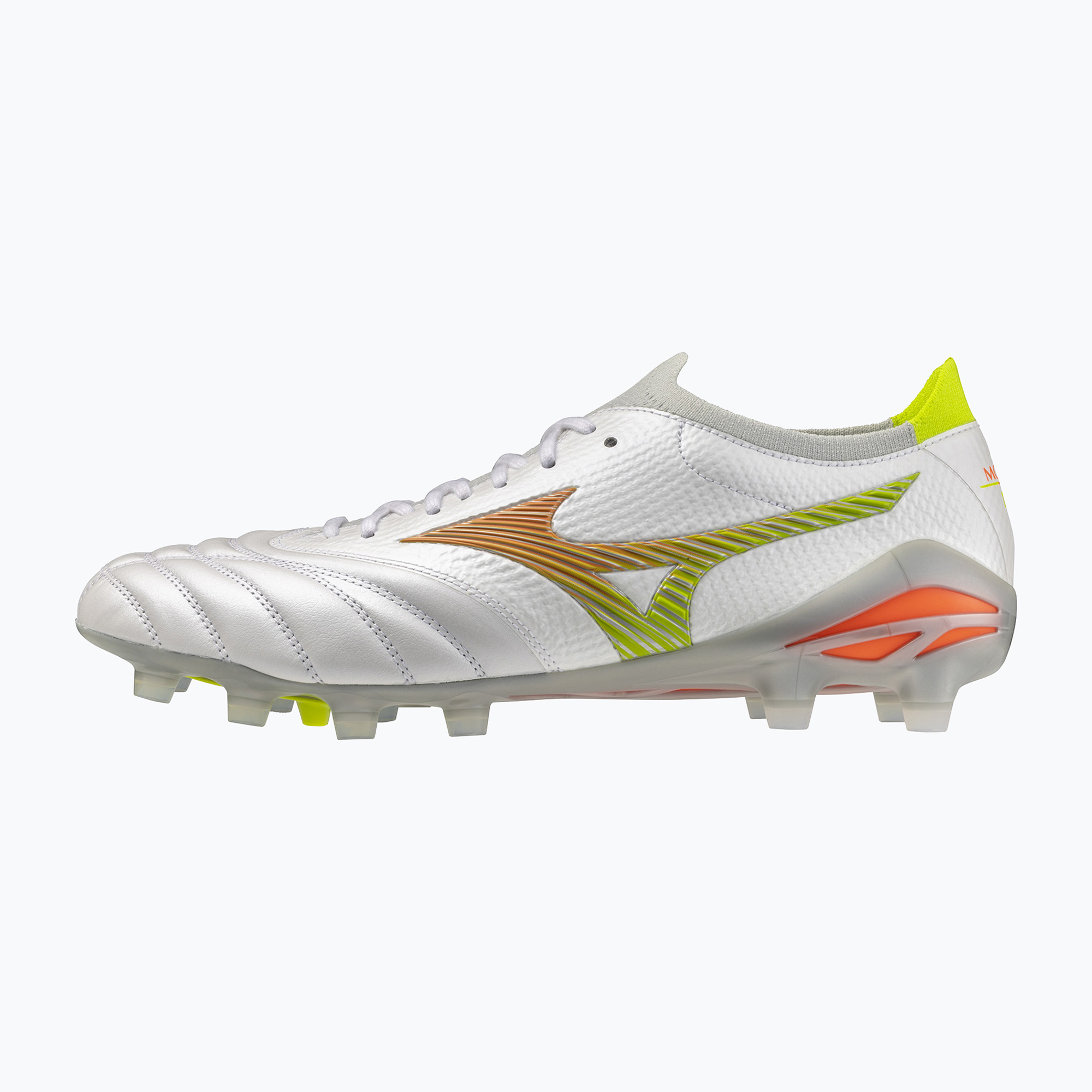 Kopačky  Mizuno Morelia Neo V β Japan FG white/lava orange/evening primrose