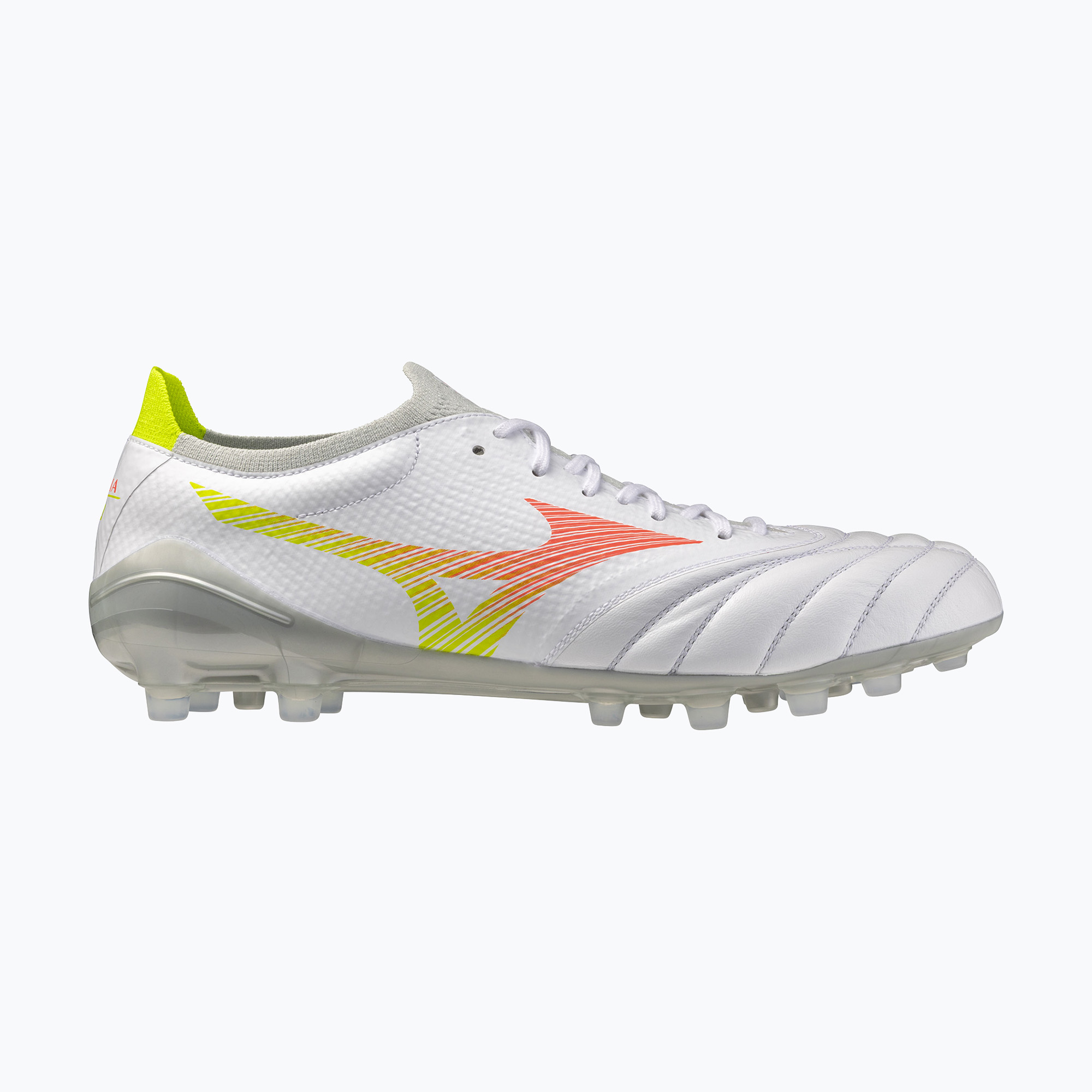 Încălțăminte de fotbal Mizuno Morelia Neo V β Pro AG white/lava orange/evening primrose