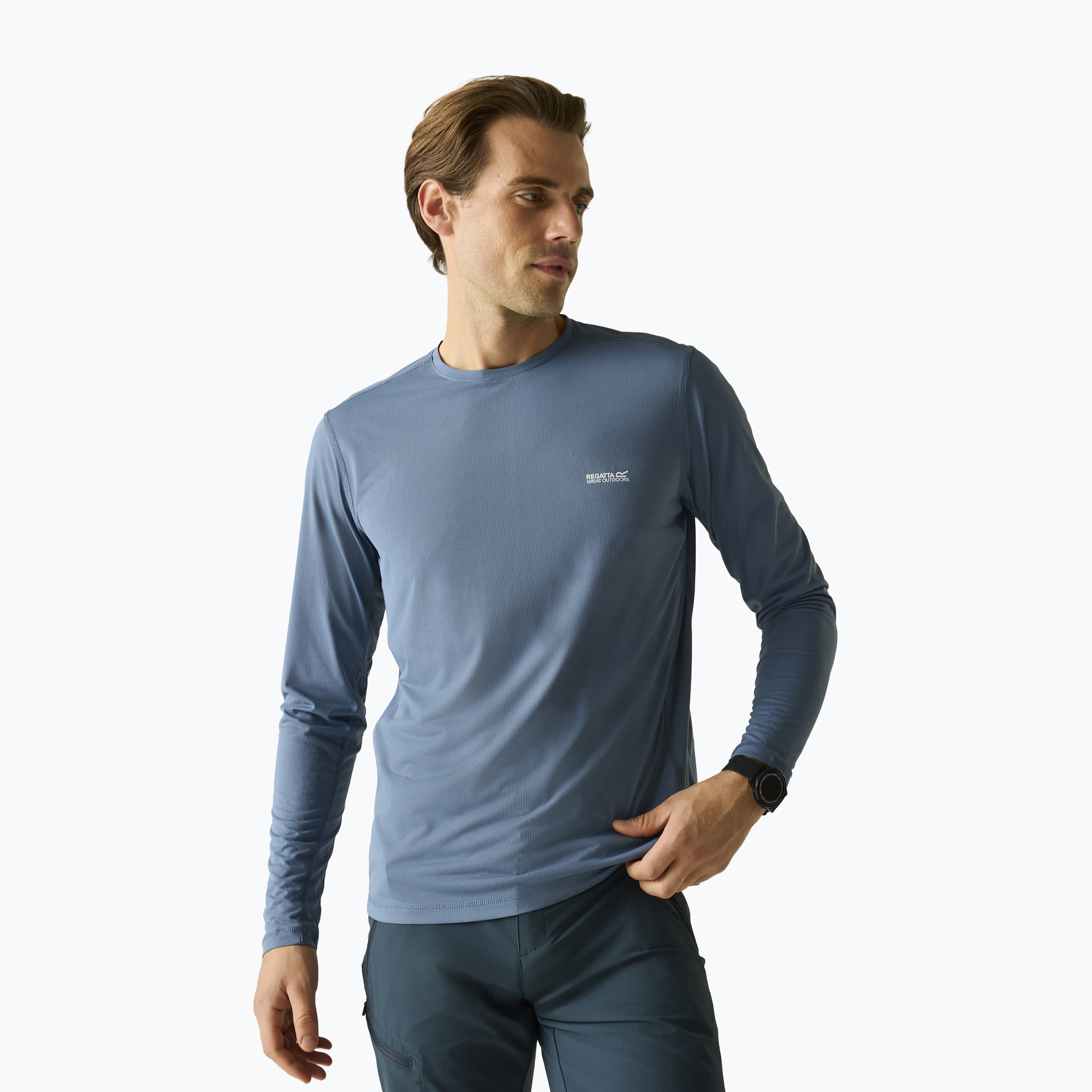Longsleeve trekkingowy męski REGATTA Mindoi Anti Insect china blue 