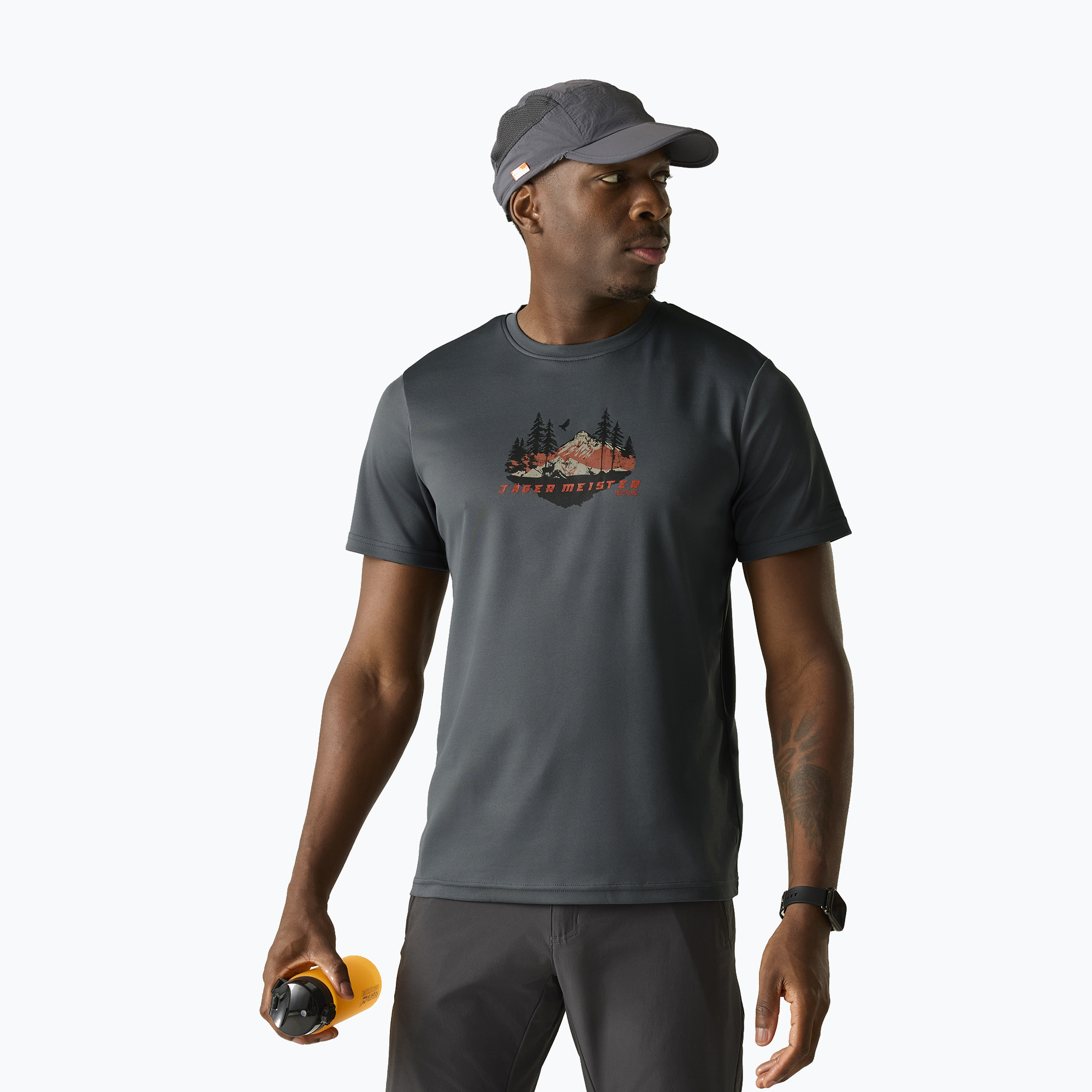 Мъжка тениска за трекинг REGATTA Fingal Slogan dark storm