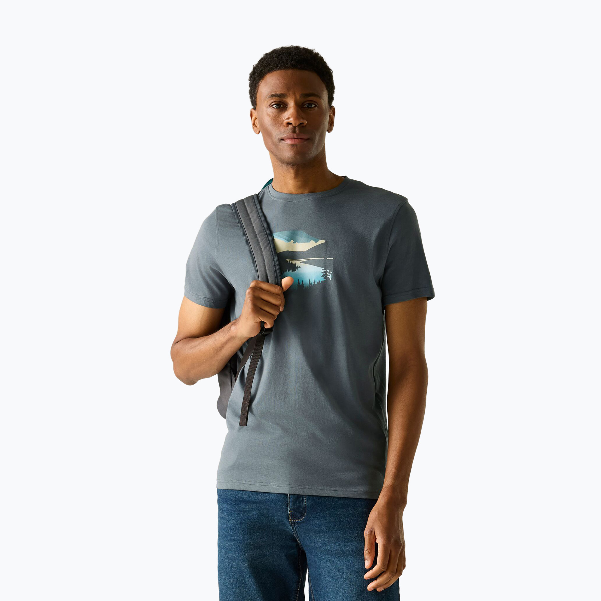 Мъжка тениска за трекинг REGATTA Breezed dark storm