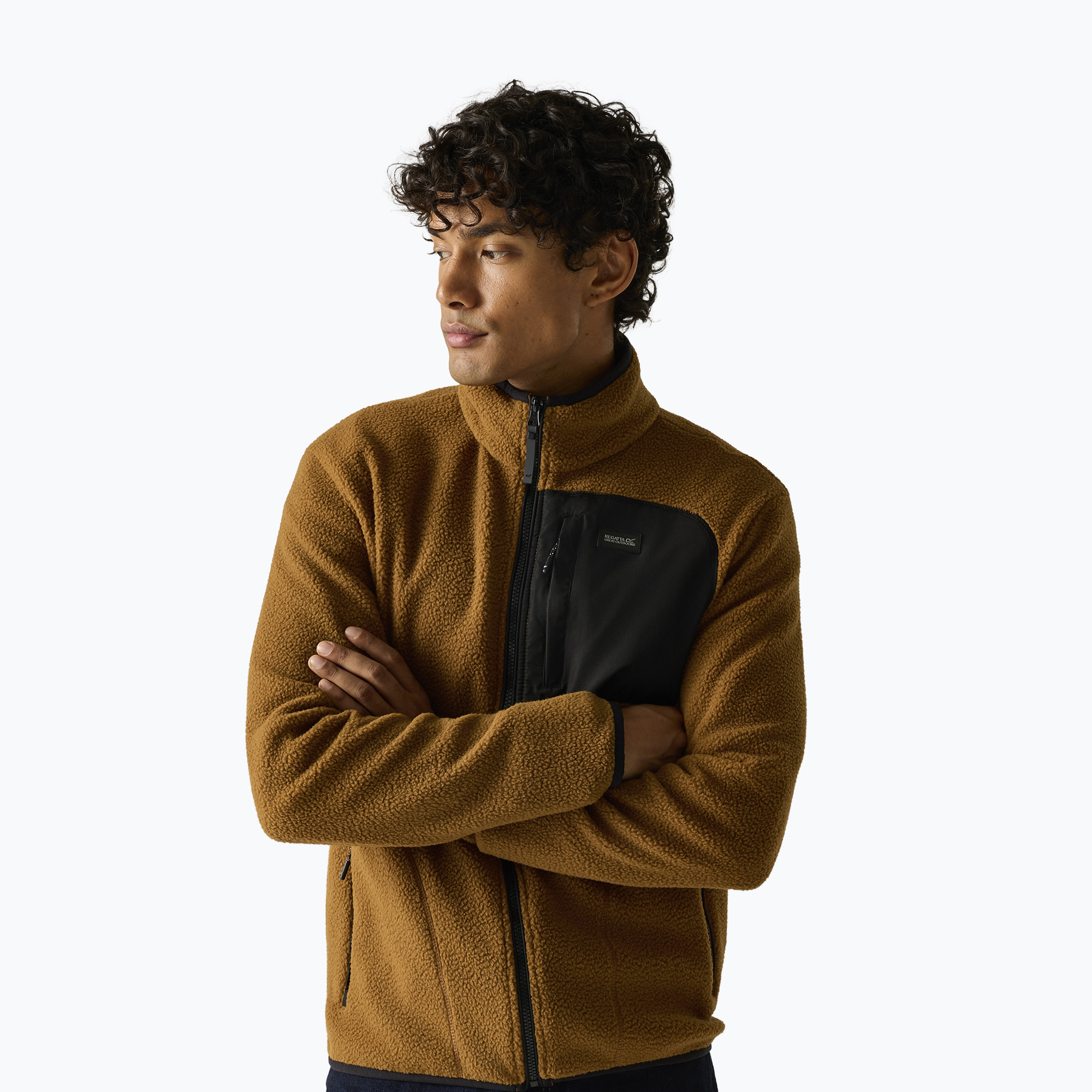 Bluză fleece pentru bărbați REGATTA Frankie Borg rich tan/black