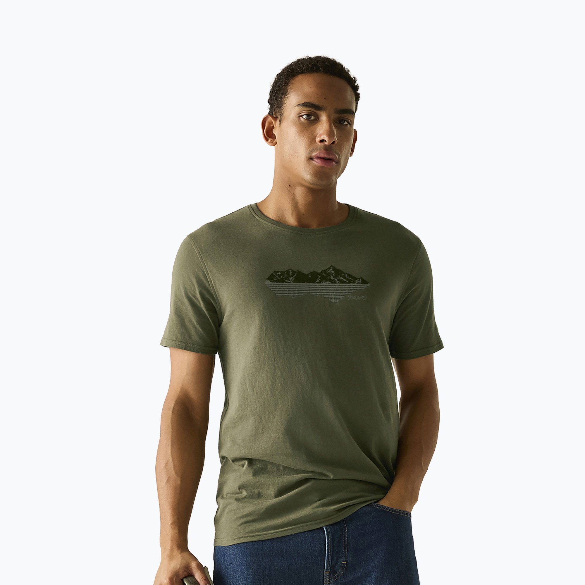 Мъжка тениска Regatta ClineIX dark khaki mountain reflect