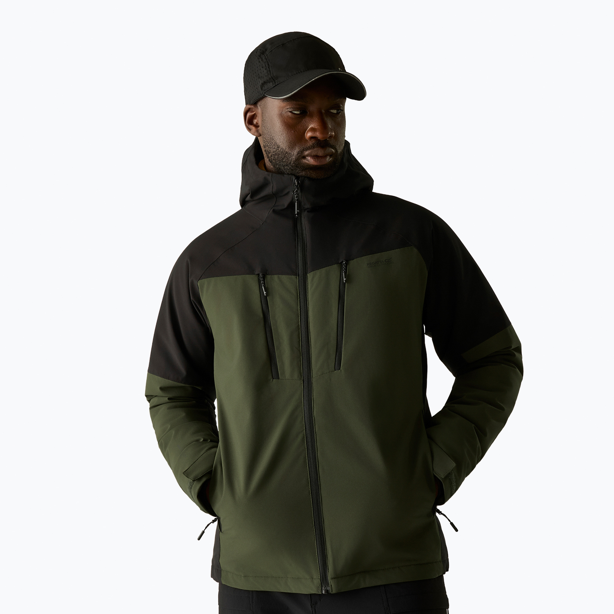 Pánska nepremokavá bunda REGATTA Highton Stretch Padded dark khaki/black