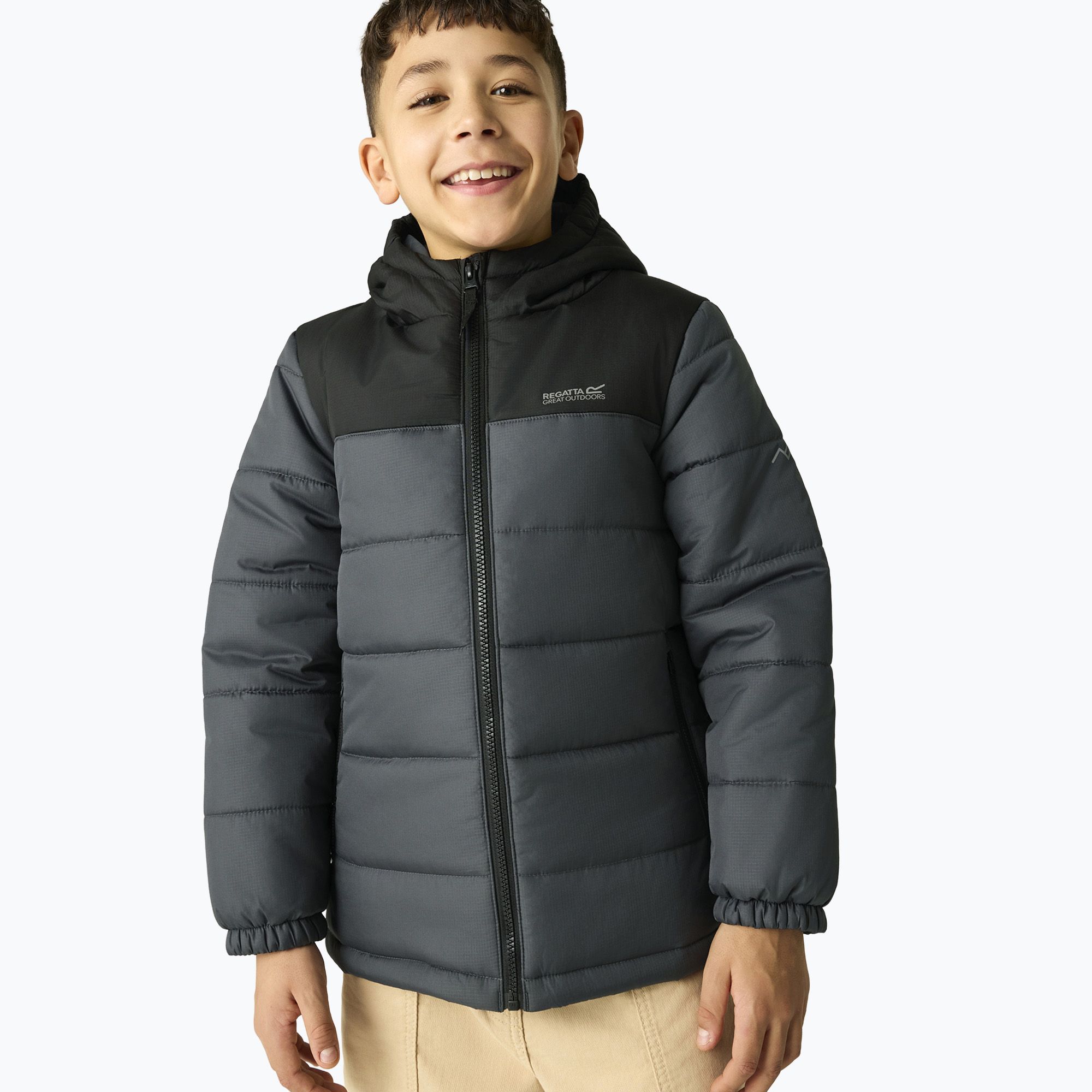 Детско ватирано яке REGATTA Lofthouse black/seal grey