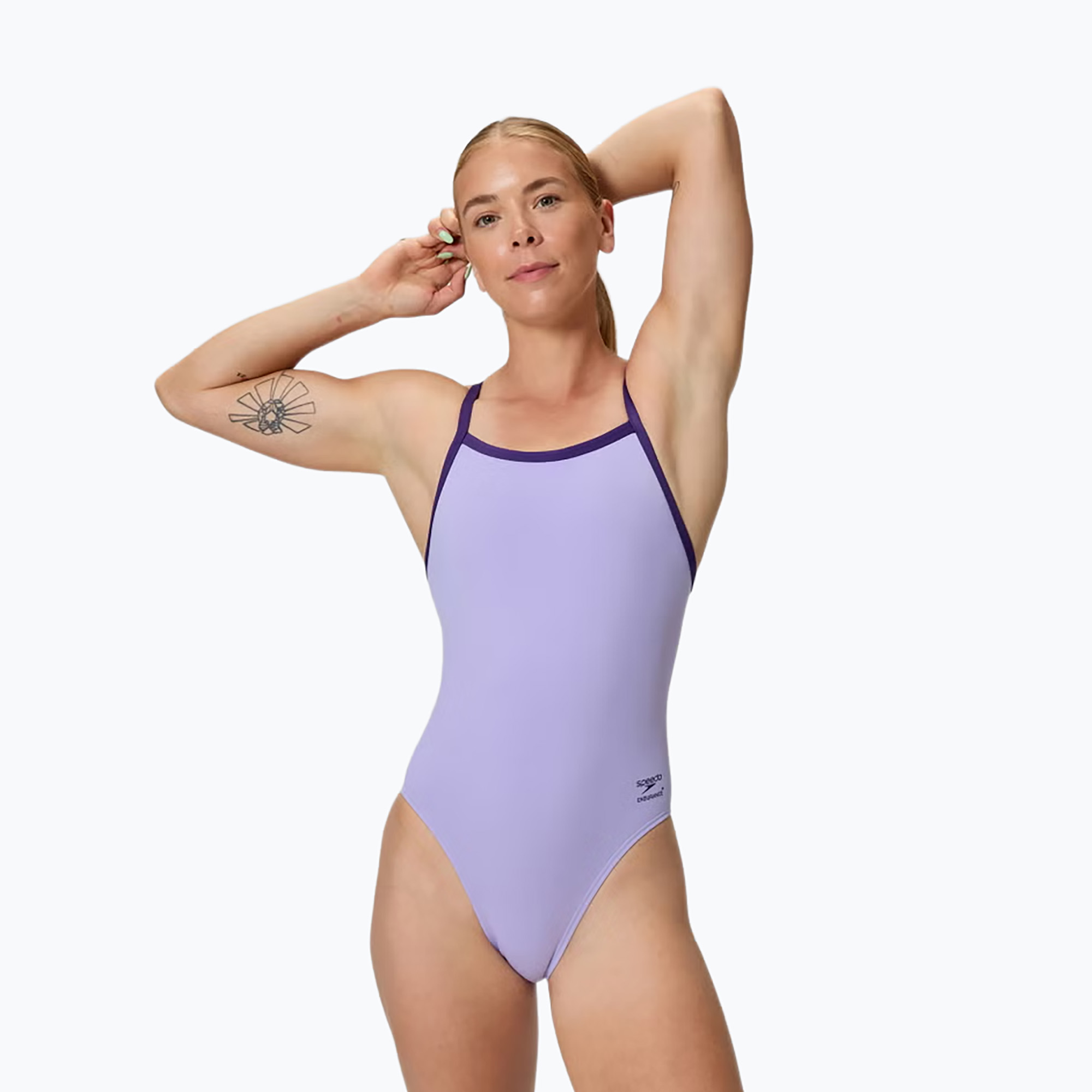 Дамски цял бански костюм Speedo Solid Turnback bright lavender
