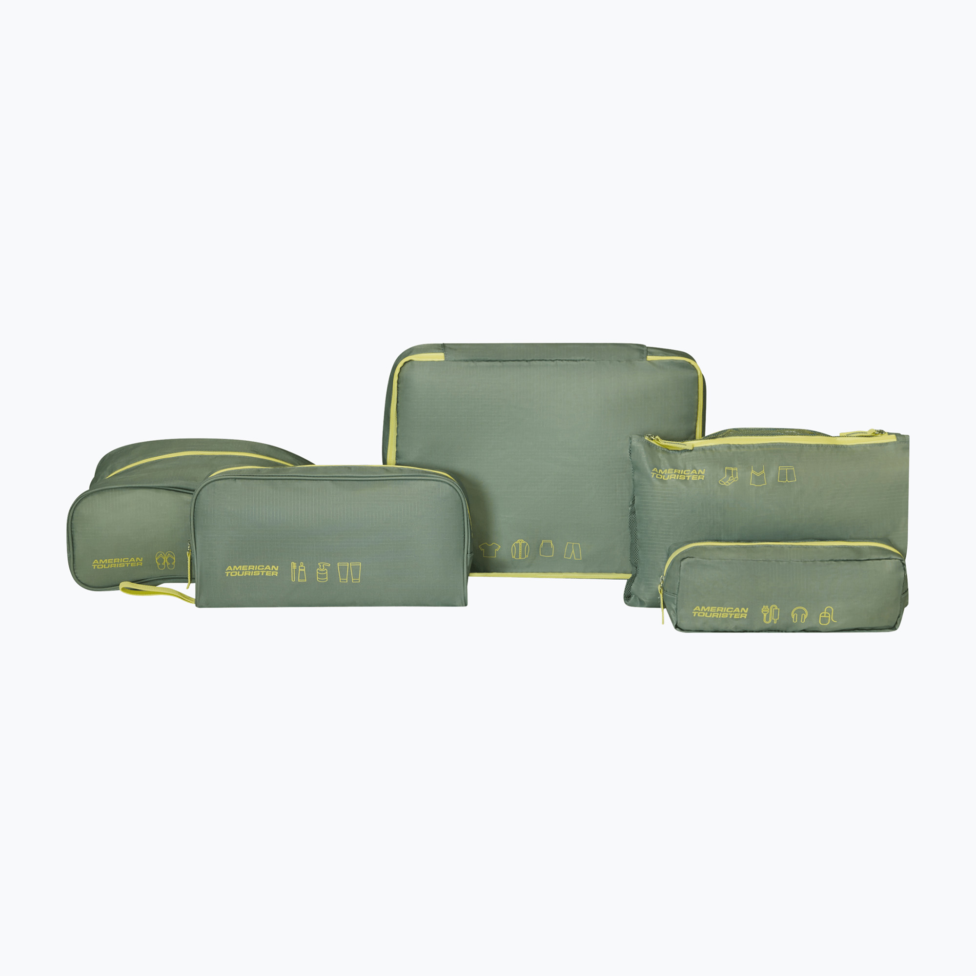 Zestaw organizerów American Tourister Packing 5 szt. olive/lime