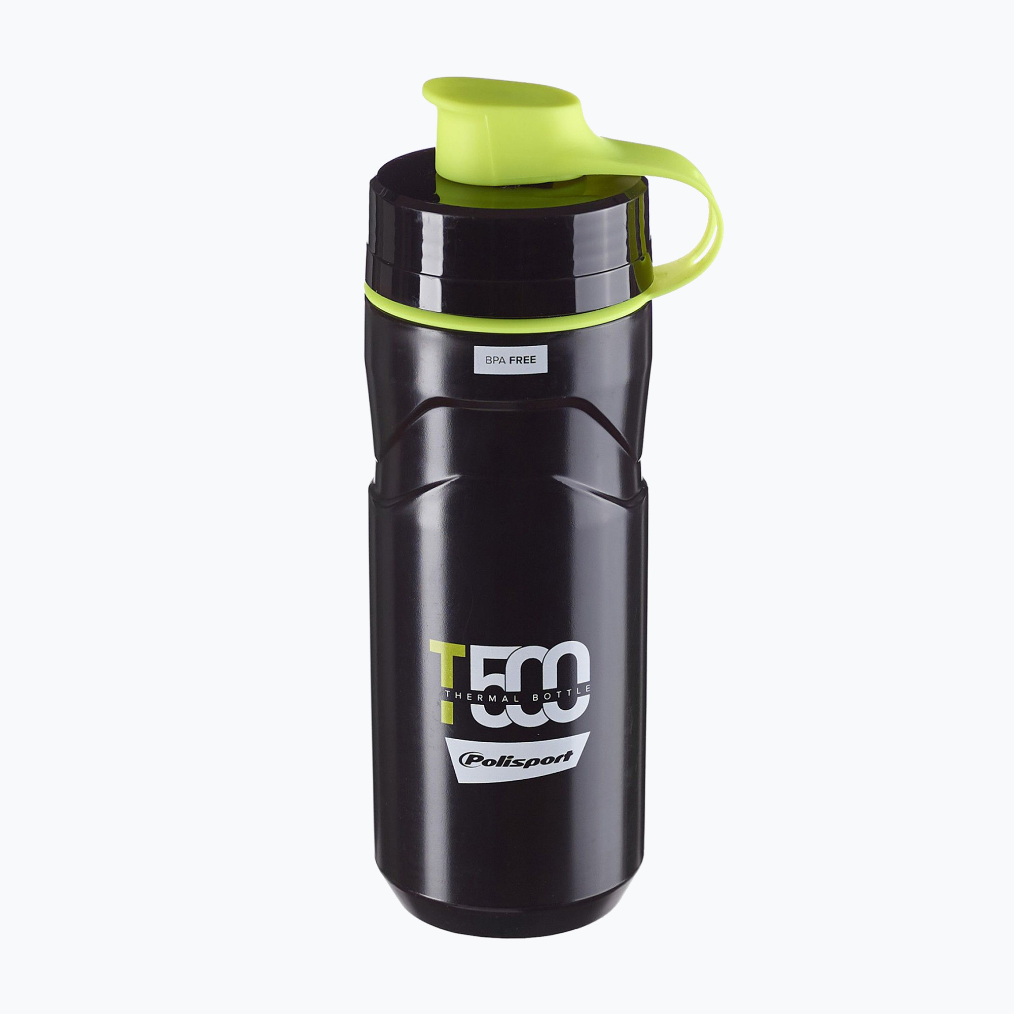 Polisport Thermal T500 kerékpáros palack 500 ml fekete/lime zöld (Thermal T500 BI 8645500001)