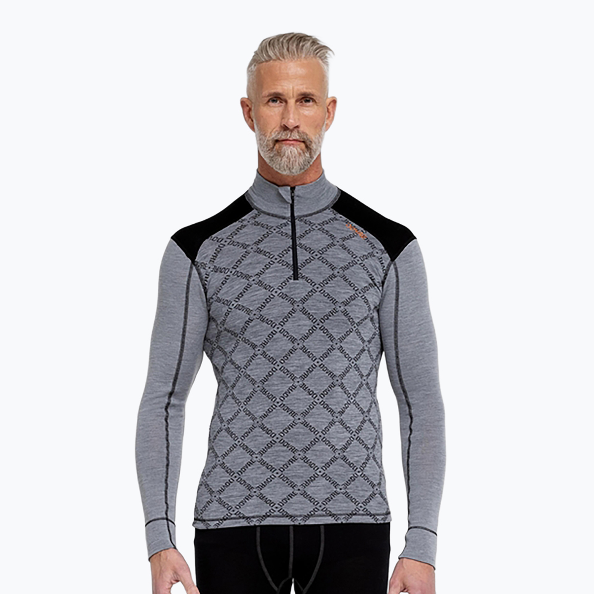 Bluză termoactivă pentru bărbați Dovre Half Zip Jacquard grey
