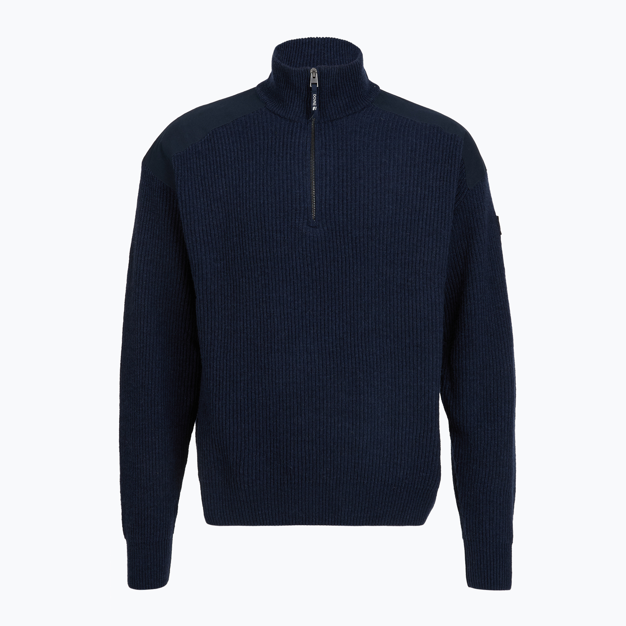 Pánský svetr Dovre Ribbed Knit Half Zip navy
