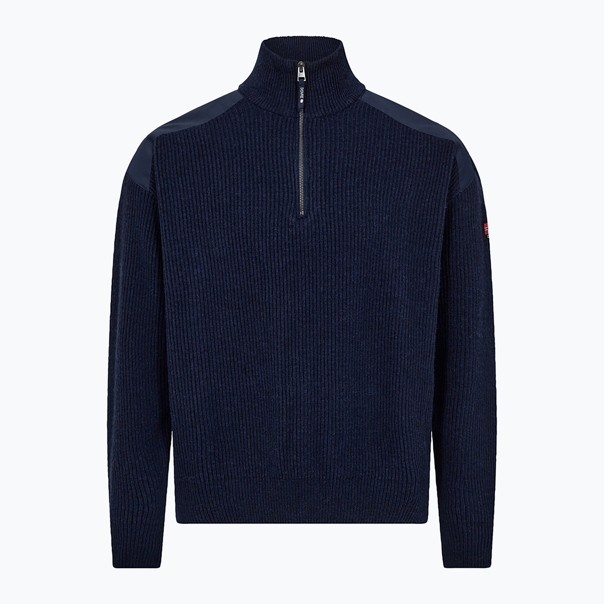 Pánsky sveter Dovre Ribbed Knit Half Zip navy