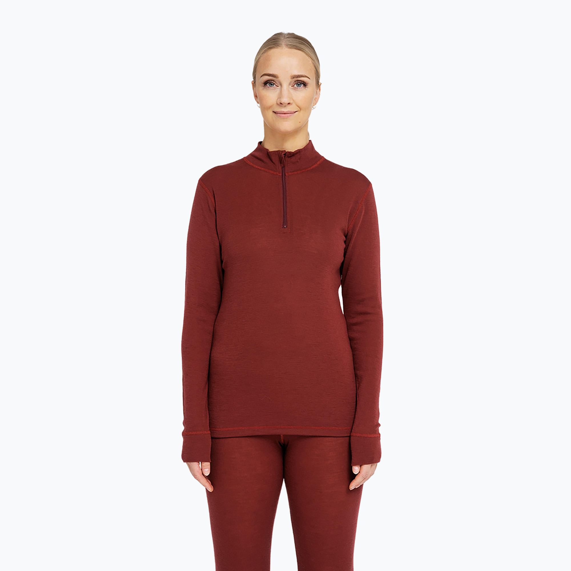 Dámska termo bielizeň Dovre Wool Zip burgundy