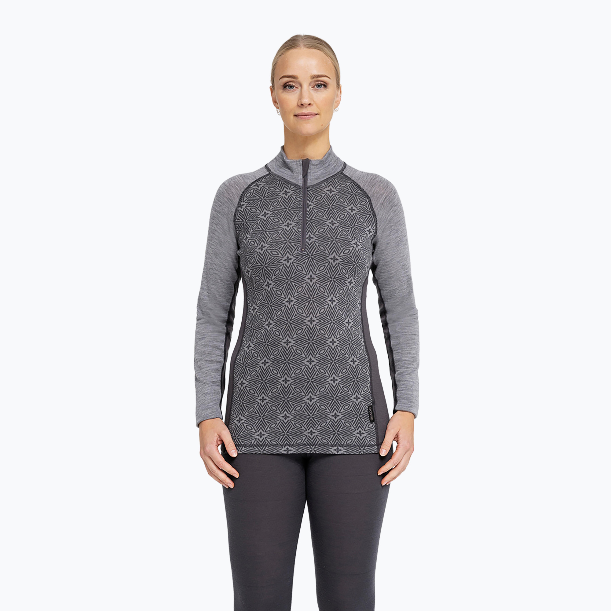 Bluză termoactivă pentru femei Dovre Wool Organic Half Zip grey