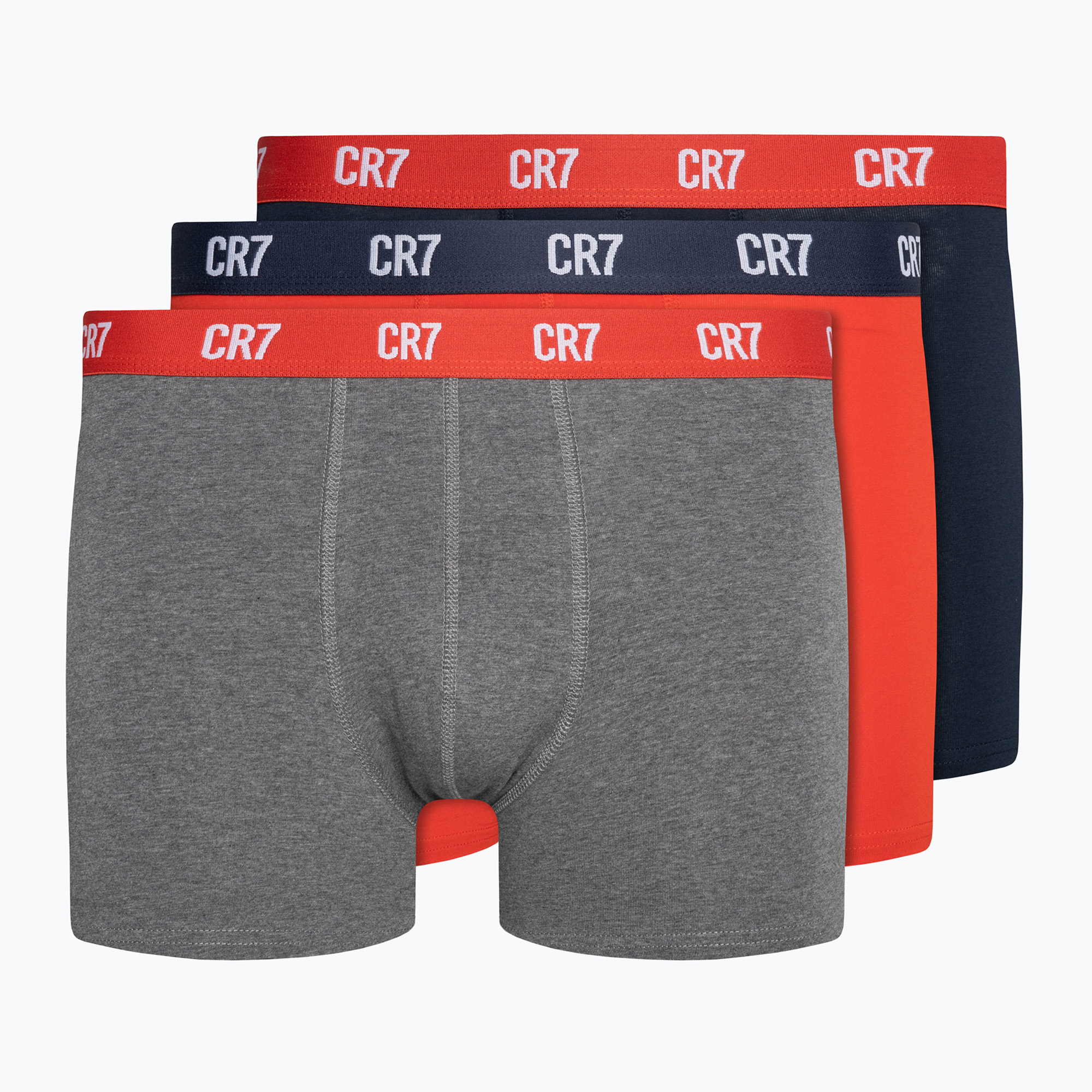 Pánske boxerky CR7 Basic Trunk 3 páry grey melange/red/navy (Basic Trunk 300-8100-4900-2716)