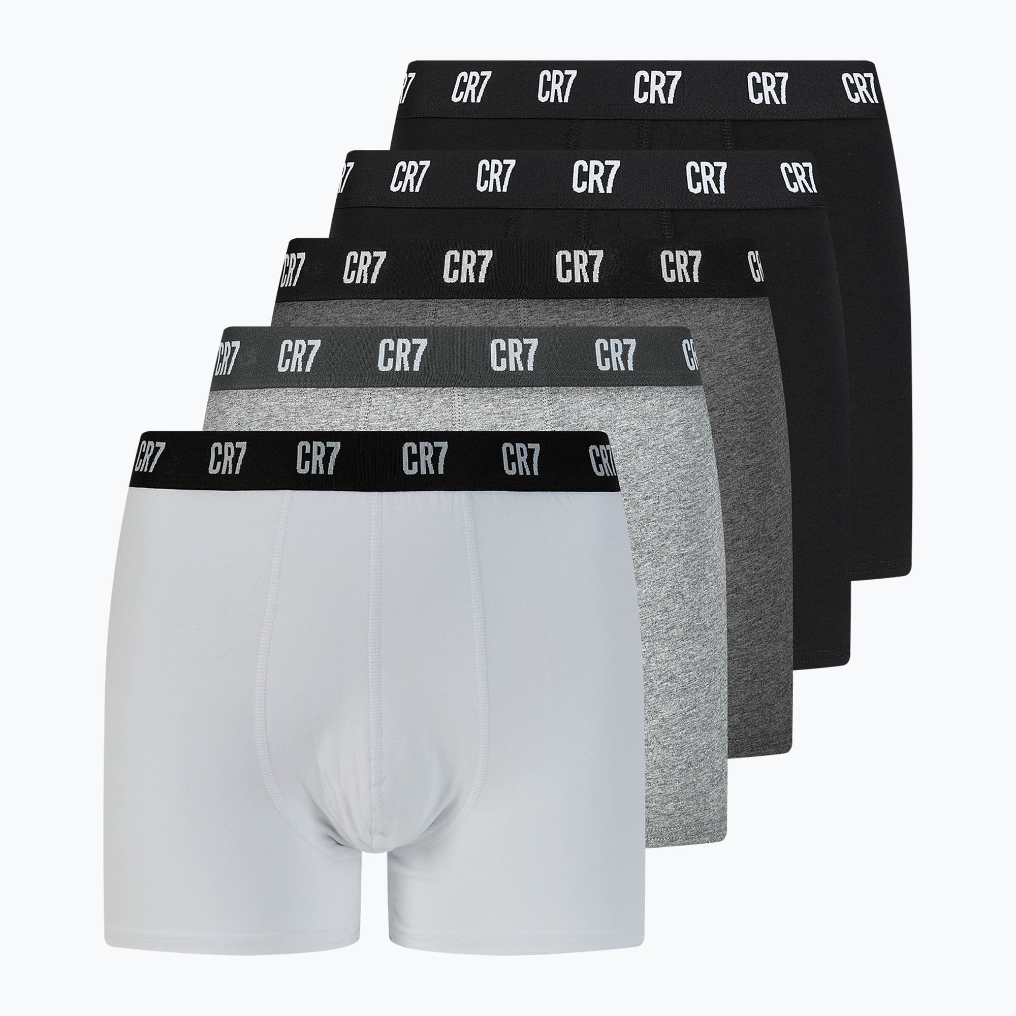 Bokserki męskie CR7 Basic Trunk 5 par black/ dark grey/ grey/ white 