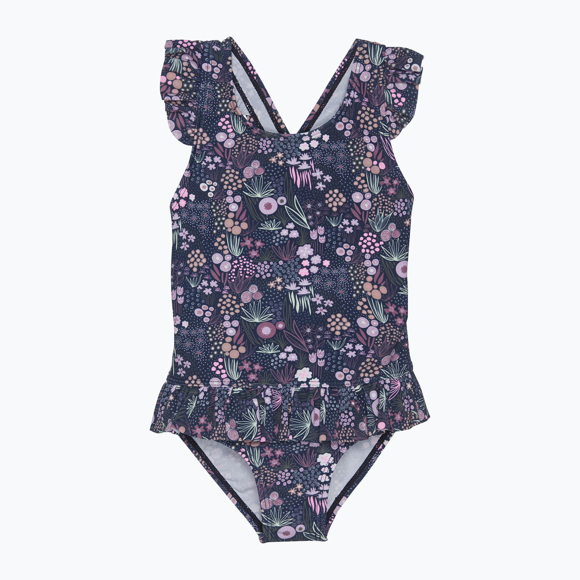 Цвят Детски бански от една част Frills AOP тъмносин CO7200977198