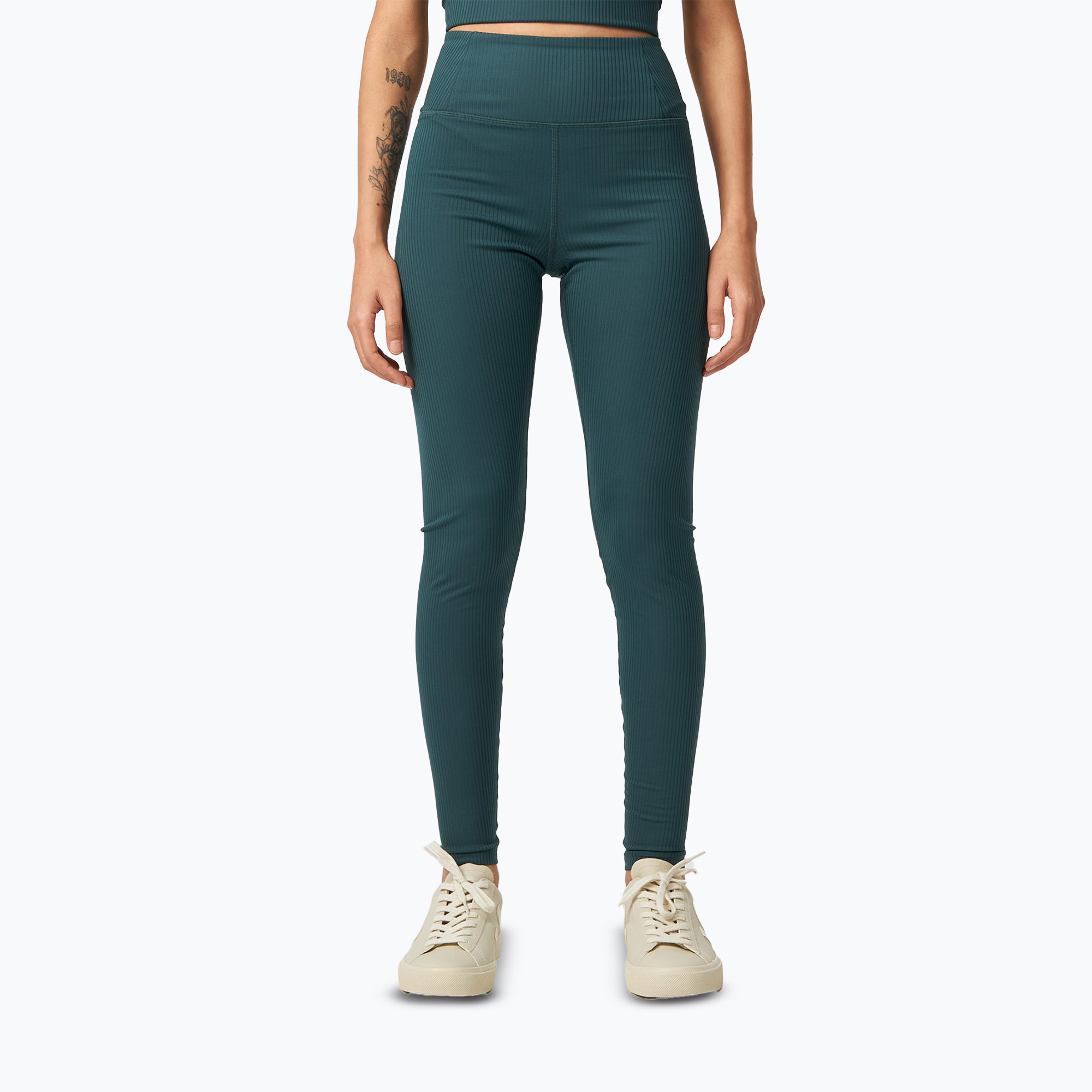 Legginsy treningowe damskie Girlfriend Collective Rib moss 