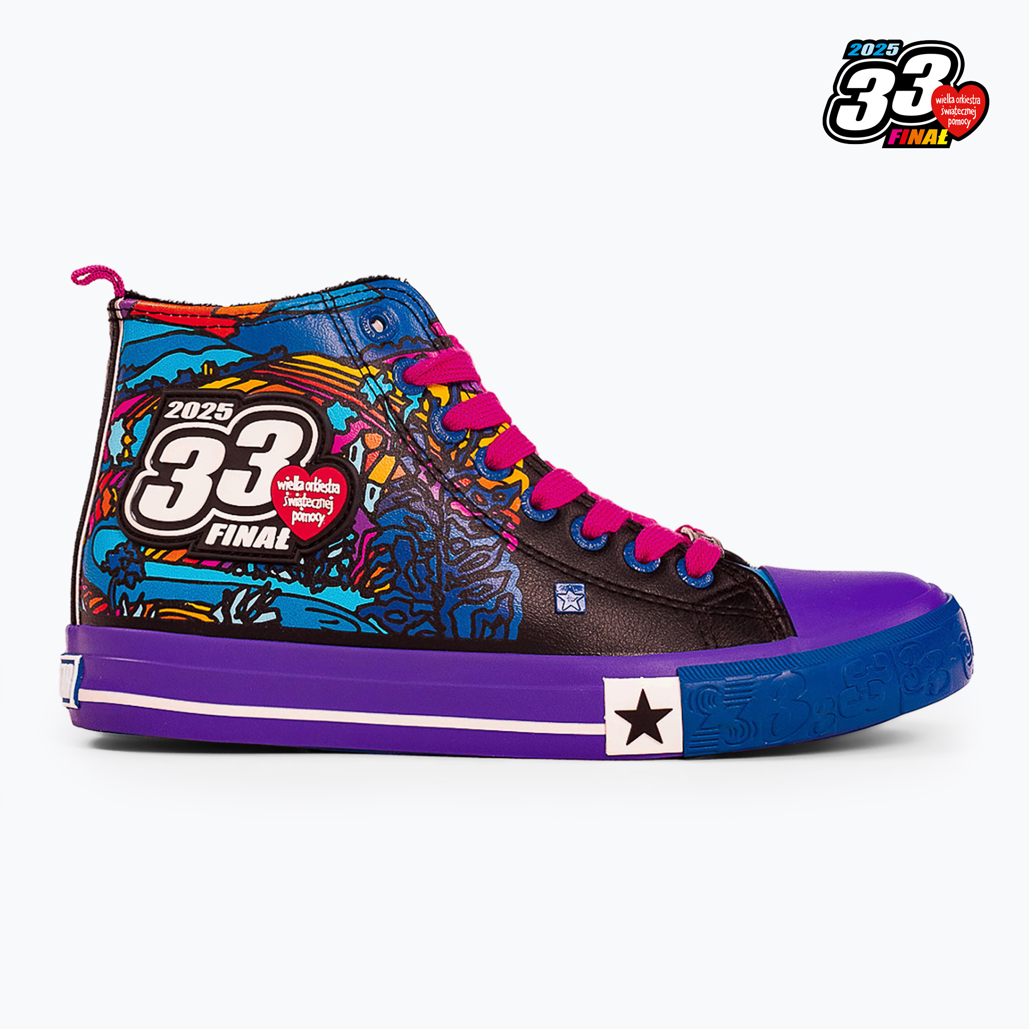 Trampki damskie oficjalne WOŚP BIG STAR RR274A650 niebieski/fiolet 
